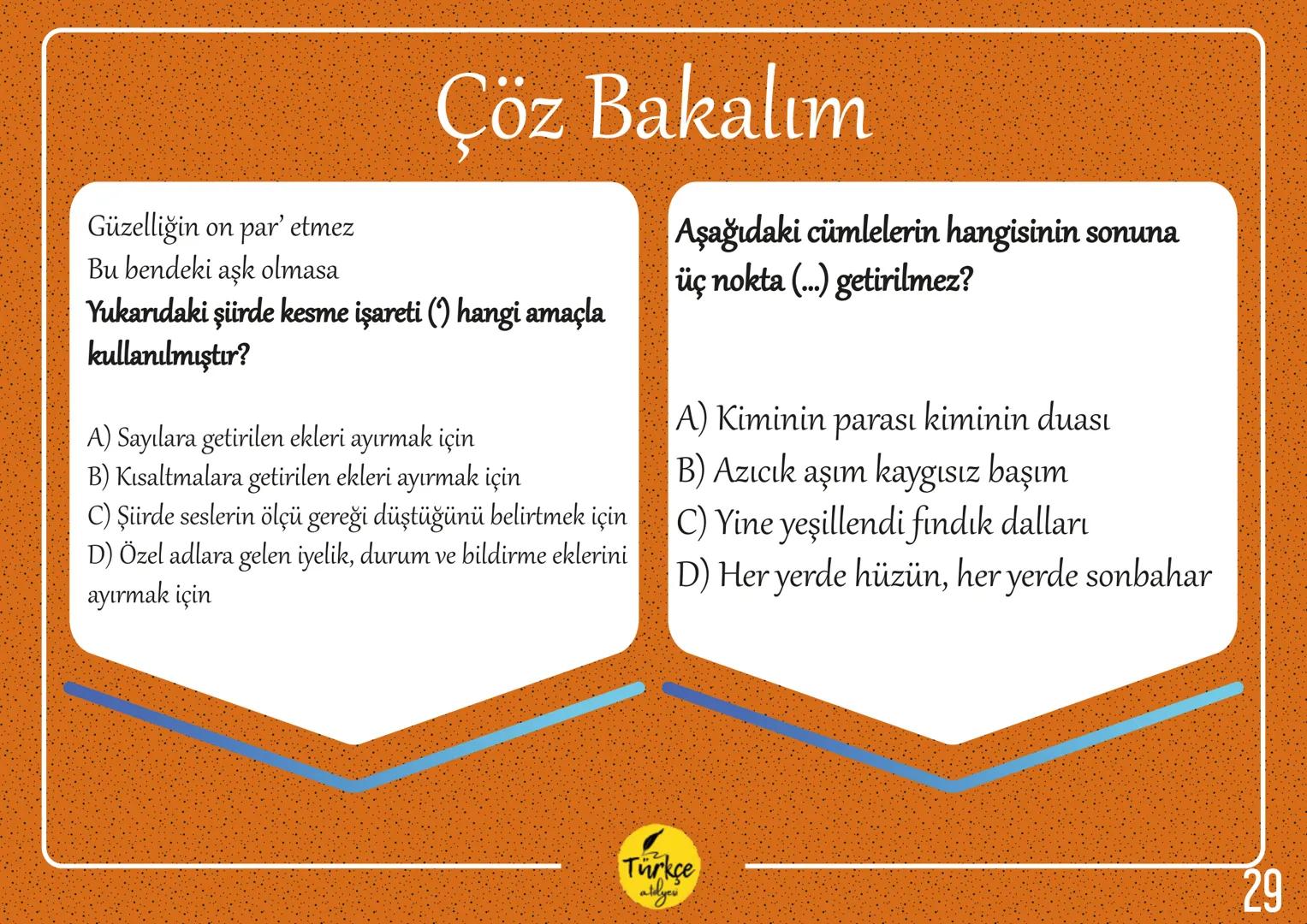 NOKTALAMA
İŞARETLERİ
Türkçe
aldyev Nokta
Virgül
Eğik Çizgi
Tırnak İşareti
Noktalı Virgül
Kısa Çizgi
Noktalama
İki Nokta
İşaretleri
Uzun Çizg