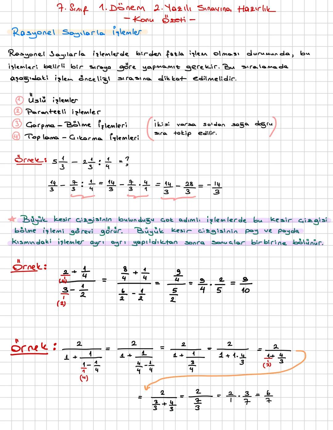 7. Sınıf 1. Dönem 2.Yazılı
Sınavına Hazırlık
-
- Konu Özeti - 7. Sınıf 1. Dönem 2.Yazılı Sınavına Hazırlık
Konu Özeti -
Rasyonel Sayılar
a b