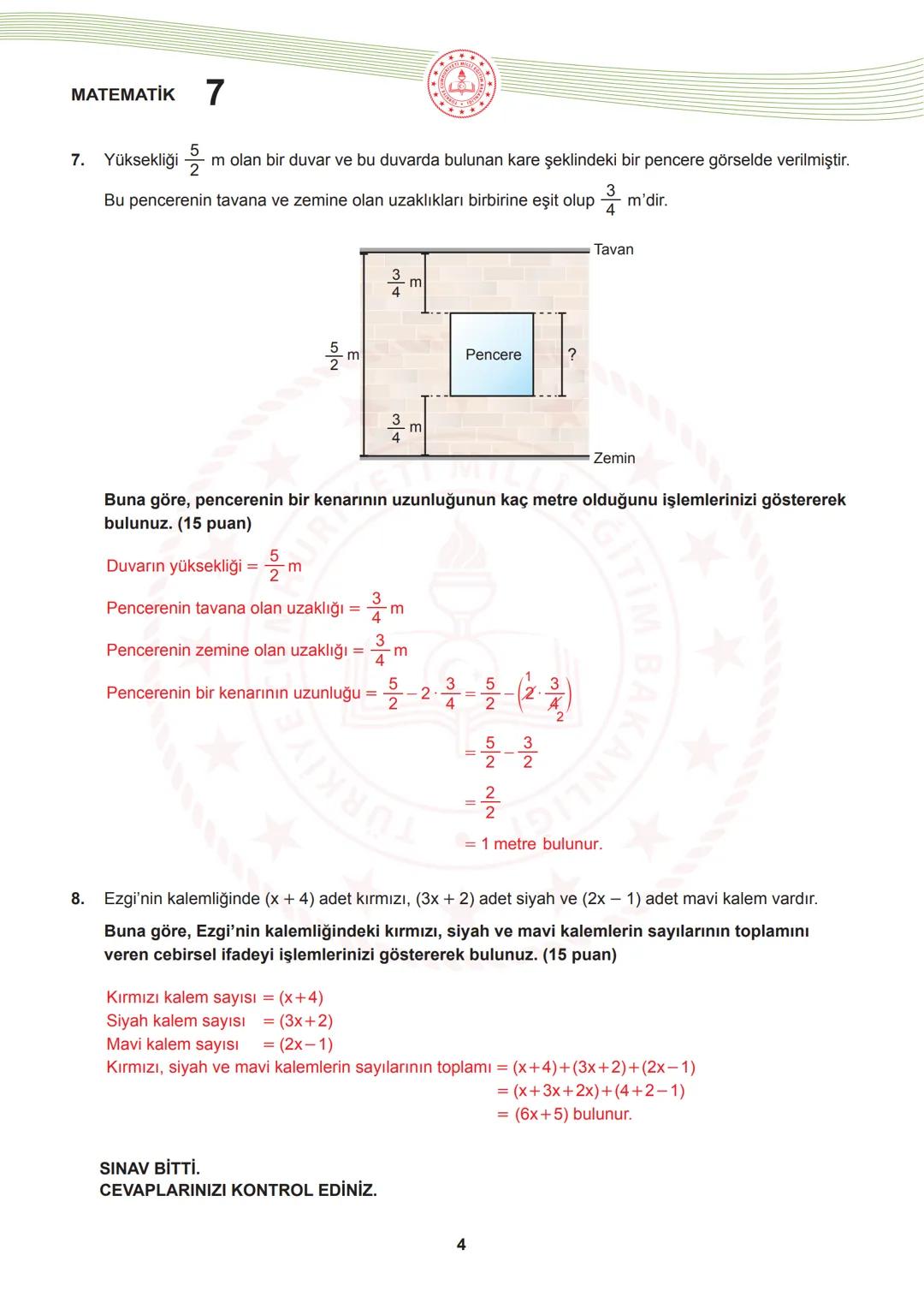 **
**
URIYET
LO
ILLI EGITIN
T.C.
MİLLÎ EĞİTİM BAKANLIĞI
ÖLÇME, DEĞERLENDİRME VE SINAV HİZMETLERİ GENEL MÜDÜRLÜĞÜ
2024-2025 EĞİTİM VE ÖĞRETİM