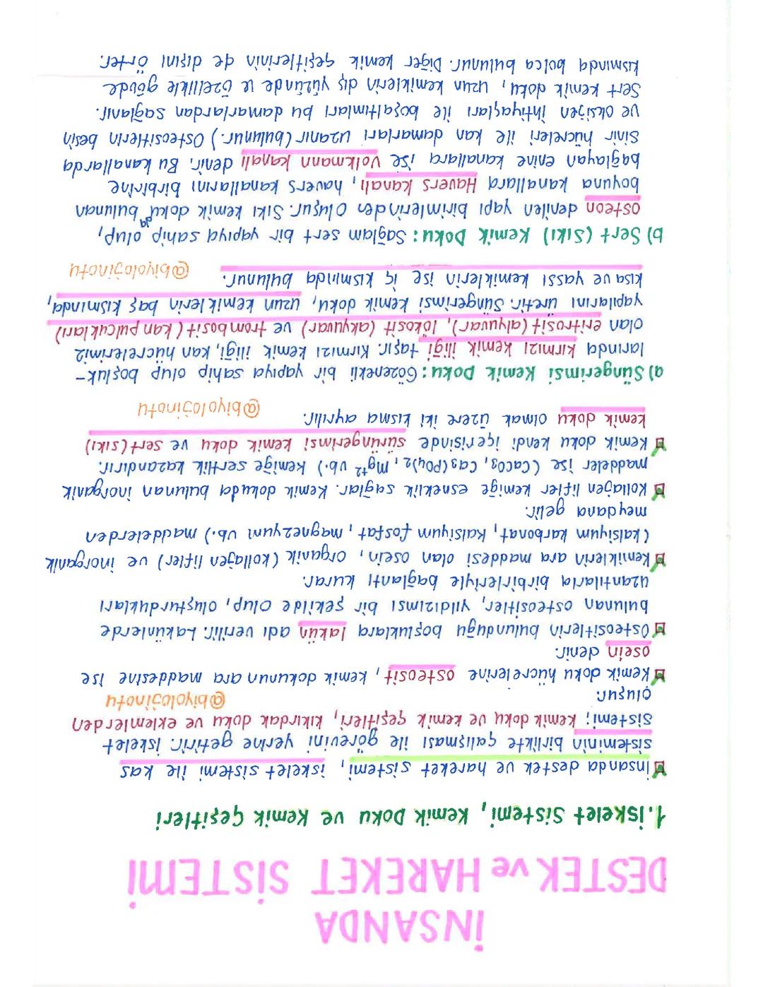 11 sınıf biyoloji destek ve hareket notları