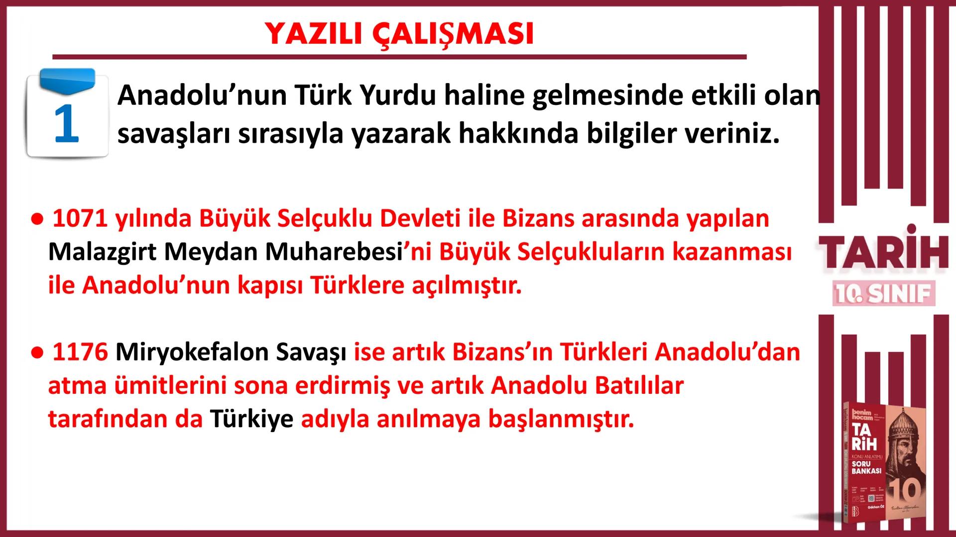 # 1.DÖNEM
# 2.yazılıya
hazırlık
BENIM 10.SINIF HOCAM
LISE
# TARİH
Gökhan Öz
benim hocam
11 12 1
10
9
8 # YAZILI ÇALIŞMASI
Anadolu'nun
