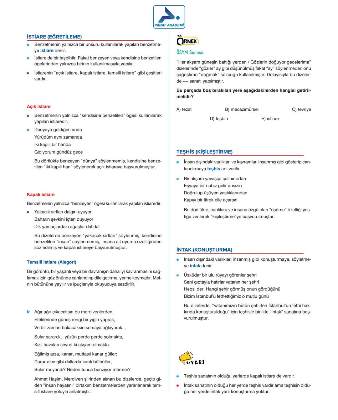 # SÖZ SANATLARI
## SÖZ SANATLARI - I
PARAF AKADEMİ
İMGE, MAZMUN
* Yazın türlerinde özellikle şiirde dile getirilmek istenenleri daha et-