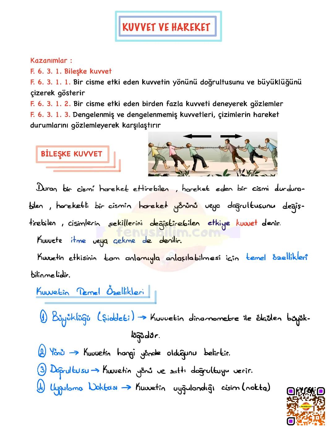 6. Sınıf Kuvvet ve Hareket