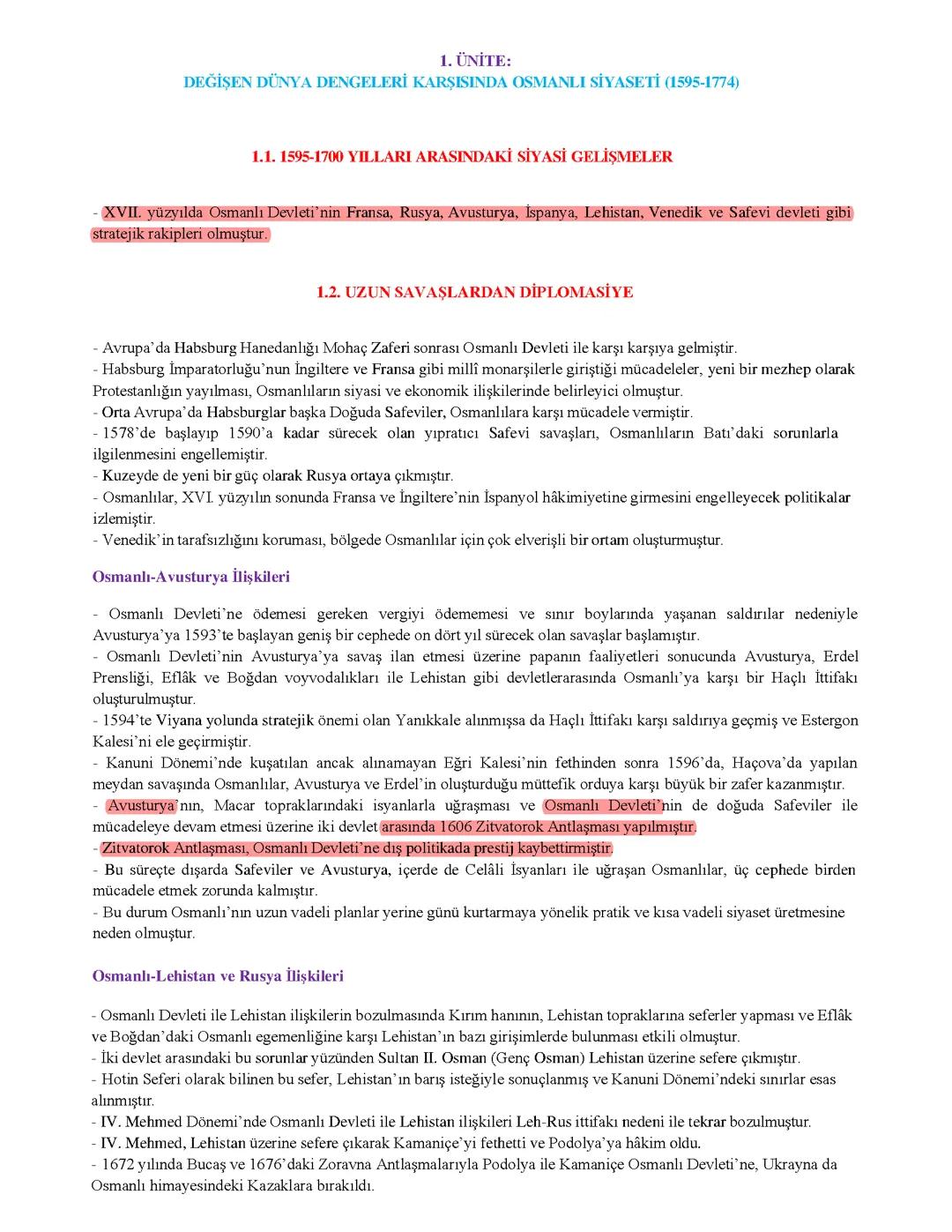 11. Sınıf Tarih 1. Ünite Özeti