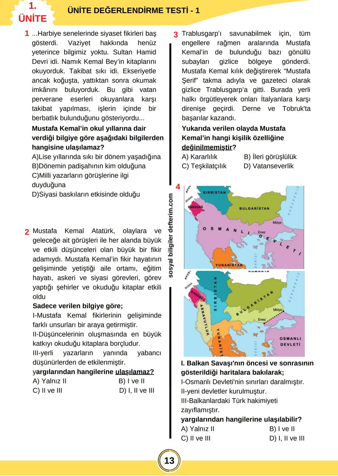 İNKILAP TARİHİ
8. SINIF
1.ÜNİTE
SOSYAL
BİLGİLER
DEFTERİM 1.
ÜNİTE
SOSYAL
BİLGİLER!
DEFTERİM
ÜNİTE KAVRAMLARINI ÖĞRENELİM
Ataşemiliter: Bir u