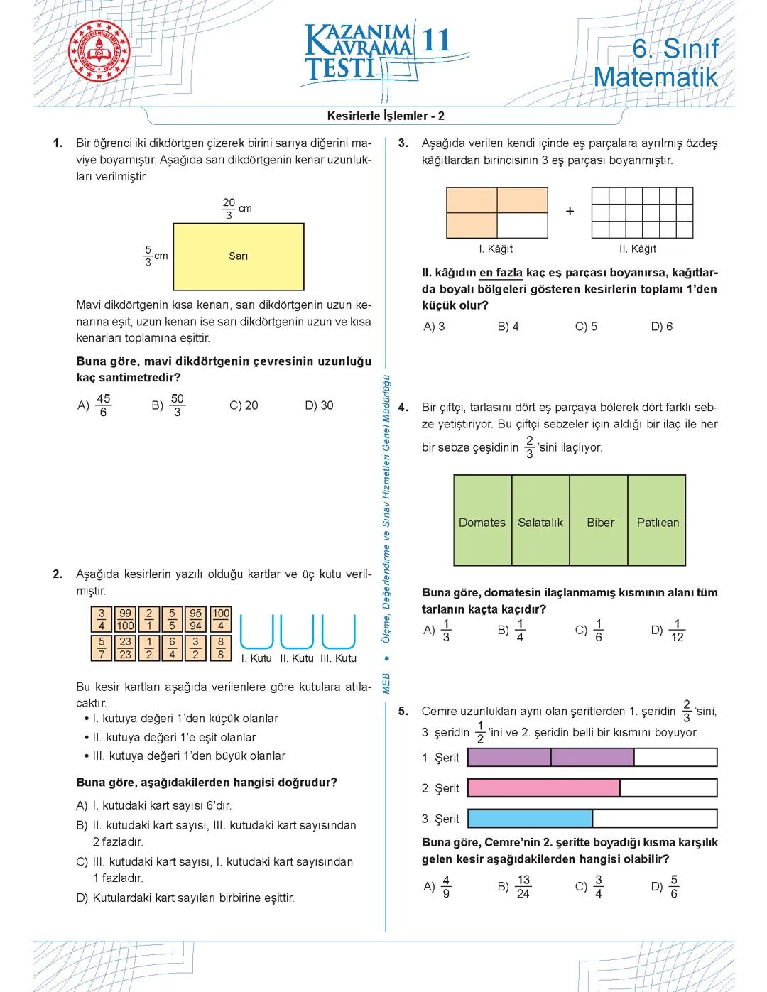 6. Sınıf Matematik Konu Anlatımı ve Soruları