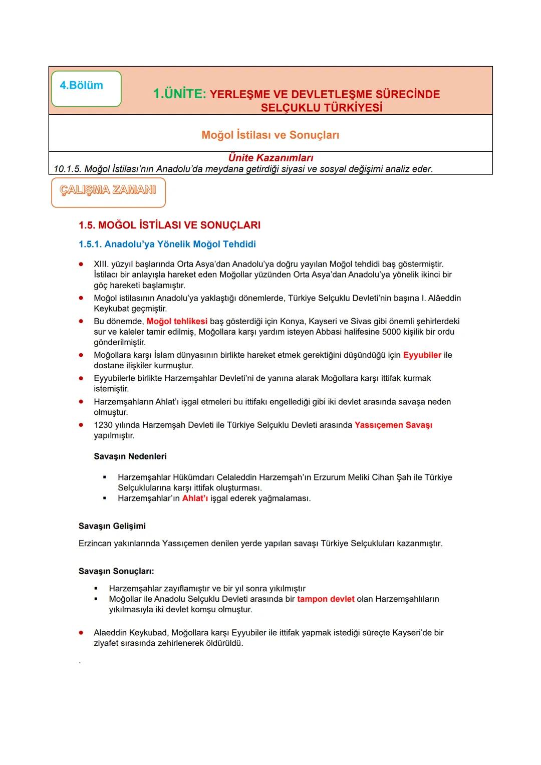 # 1.Bölüm
# 1.ÜNİTE: YERLEŞME VE DEVLETLEŞME SÜRECİNDE
## SELÇUKLU TÜRKİYESİ
### Anadolu Siyasi Tarihi/Anadolu'nun Türkleşmesi/
#### Anado