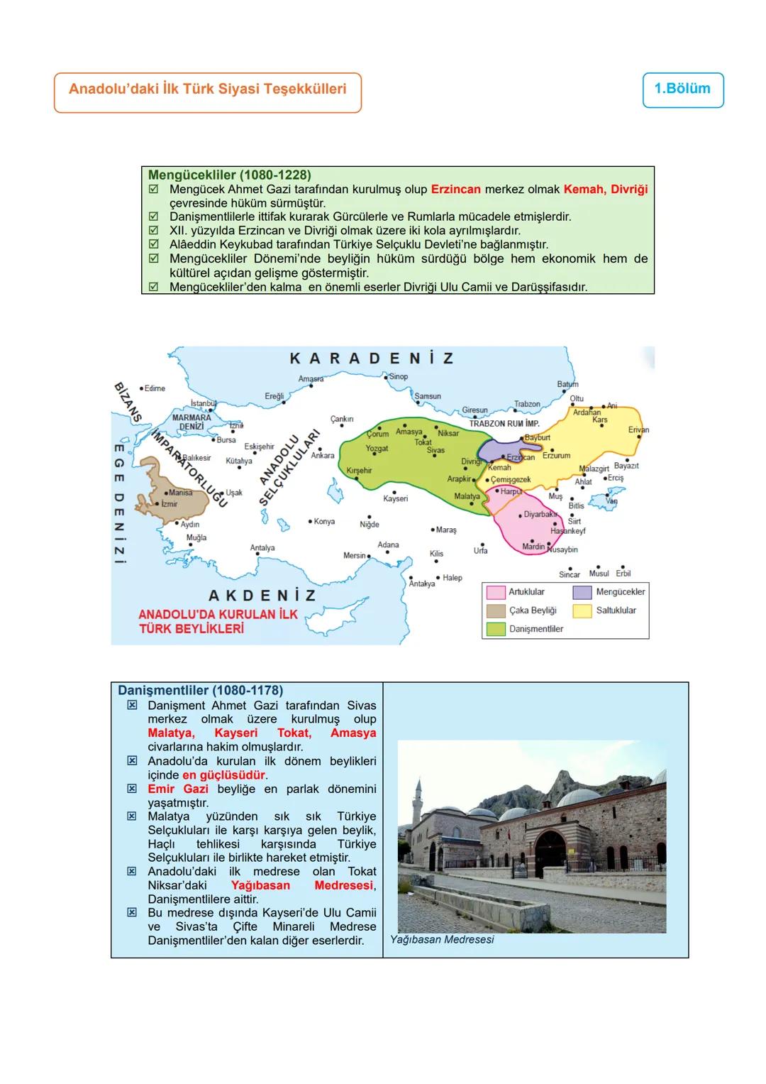 # 1.Bölüm
# 1.ÜNİTE: YERLEŞME VE DEVLETLEŞME SÜRECİNDE
## SELÇUKLU TÜRKİYESİ
### Anadolu Siyasi Tarihi/Anadolu'nun Türkleşmesi/
#### Anado