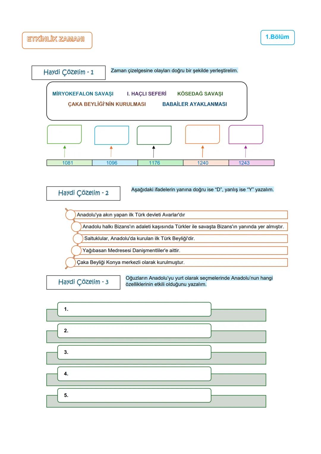 # 1.Bölüm
# 1.ÜNİTE: YERLEŞME VE DEVLETLEŞME SÜRECİNDE
## SELÇUKLU TÜRKİYESİ
### Anadolu Siyasi Tarihi/Anadolu'nun Türkleşmesi/
#### Anado