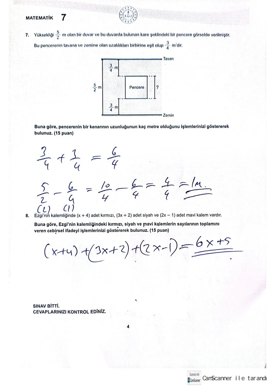 T.C.
MİLLİ EĞİTİM BAKANLIĞI
ÖLÇME, DEĞERLENDİRME VE SINAV HİZMETLERİ GENEL MÜDÜRLÜĞÜ
2024-2025 EĞİTİM VE ÖĞRETİM YILI
I. DÖNEM II. YAZILI SI