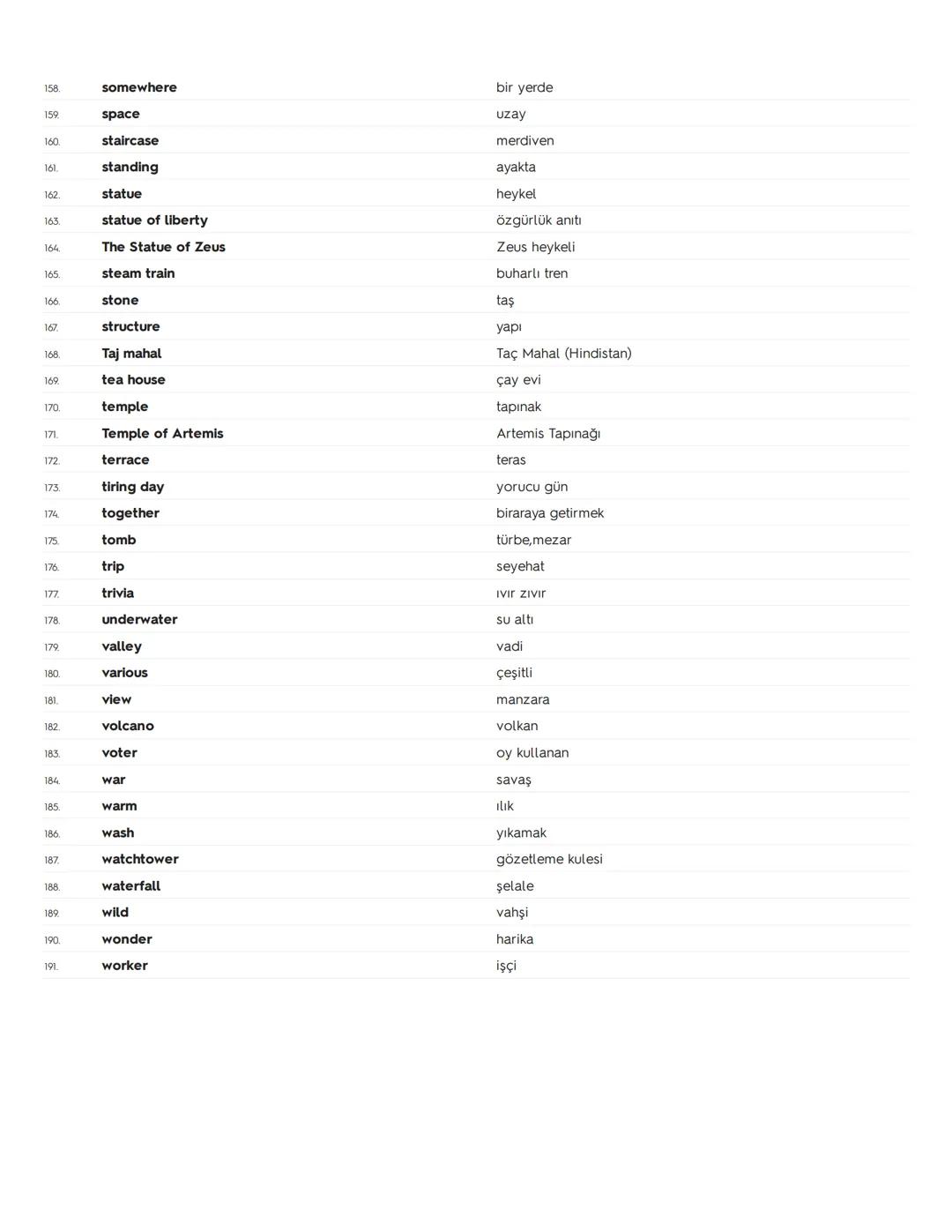 # 9.Sınıf İngilizce 7. Ünite Kelimeleri ve Anlamları - World
Heritage - Teenwise 2018-2019
1. affect
etkilemek
38. dead tired
yorgun argın