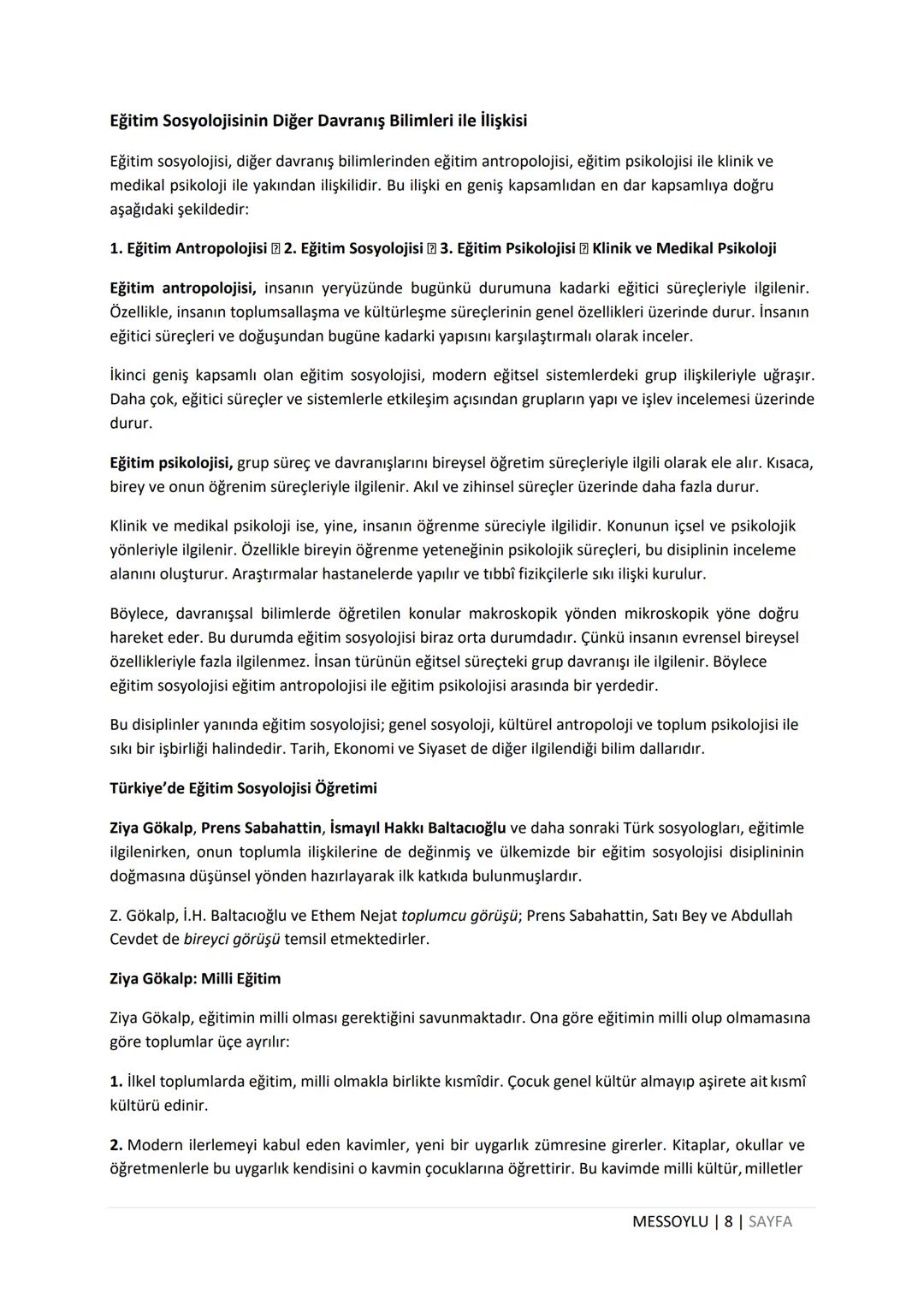 # EĞİTİM SOSYOLOJİSİ
DERS NOTU
MEHMET EMİN SOYLU
WWW.MEHMETEMINSOYLU.COM # Eğitim Sosyolojisi Ders Notları
1. BÖLÜM - EĞİTİM SOSYOLOJİSİN