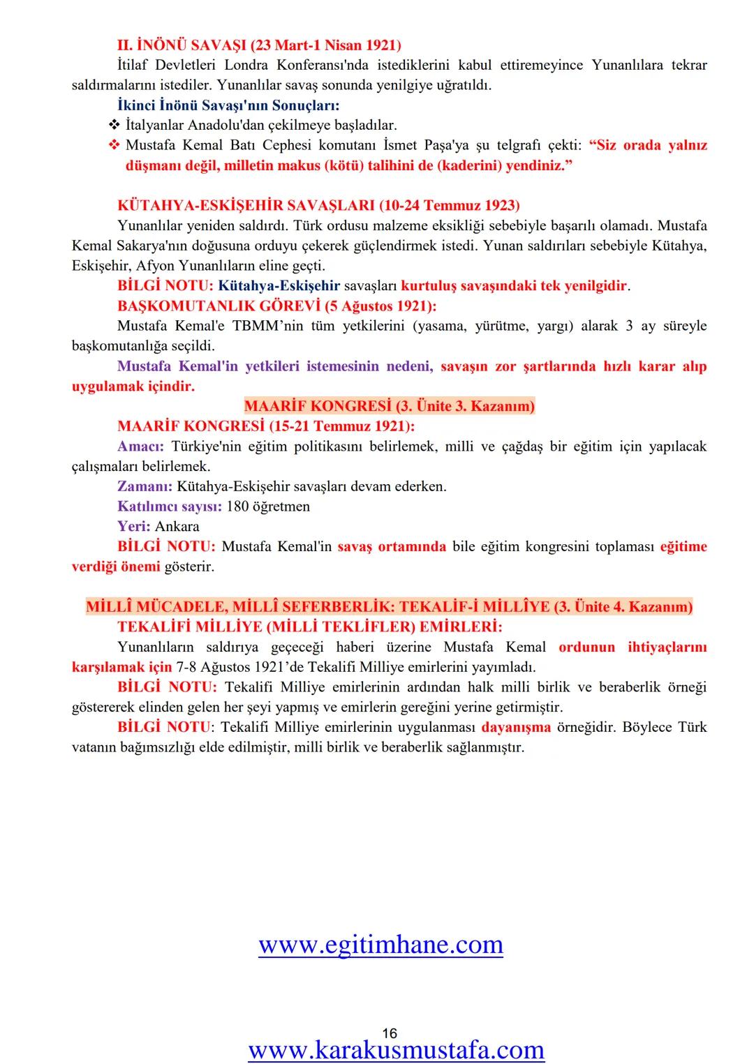 # T.C. İNKILAP TARİHİ ve ATATÜRKÇÜLÜK DERSİ I.DÖNEM DERS NOTLARI
# 1.ÜNİTE: BİR KAHRAMAN DOĞUYOR
# UYANAN AVRUPA ve SARSILAN OSMANLI (1. Ü