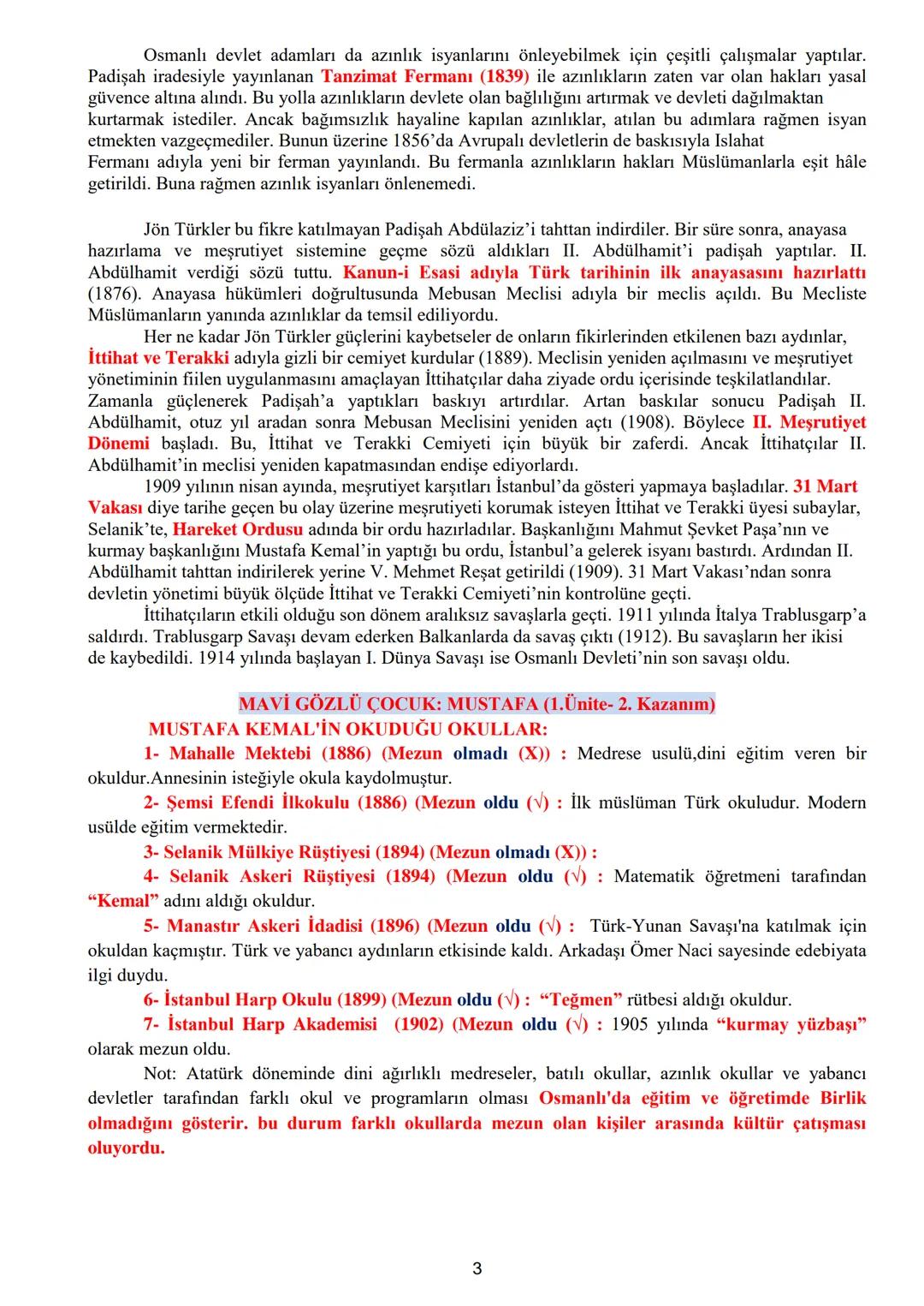 # T.C. İNKILAP TARİHİ ve ATATÜRKÇÜLÜK DERSİ I.DÖNEM DERS NOTLARI
# 1.ÜNİTE: BİR KAHRAMAN DOĞUYOR
# UYANAN AVRUPA ve SARSILAN OSMANLI (1. Ü