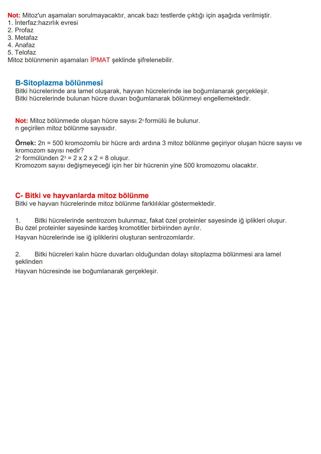2. BÖLÜM: MİTOZ
Canlılar hücrelerden oluşmuştur. Hücreler bölünerek çoğalır.
Hücrelerin bölünebilmesi için belirli bir büyüklüğe ulaşması g