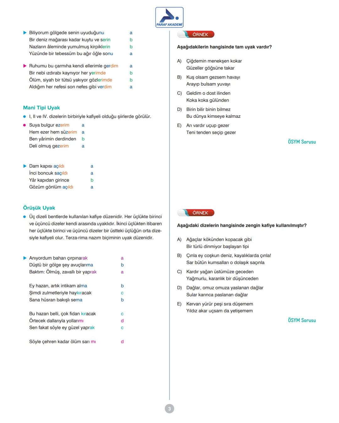 PARAF AKADEMİ
ŞİİRDE AHENK UNSURLARI -1
ŞİİRDE AHENK (SES VE RİTİM)
• Şiirde ahenk, seslerin kulağa hoş gelmesiyle ortaya çıkan bir özel-
li