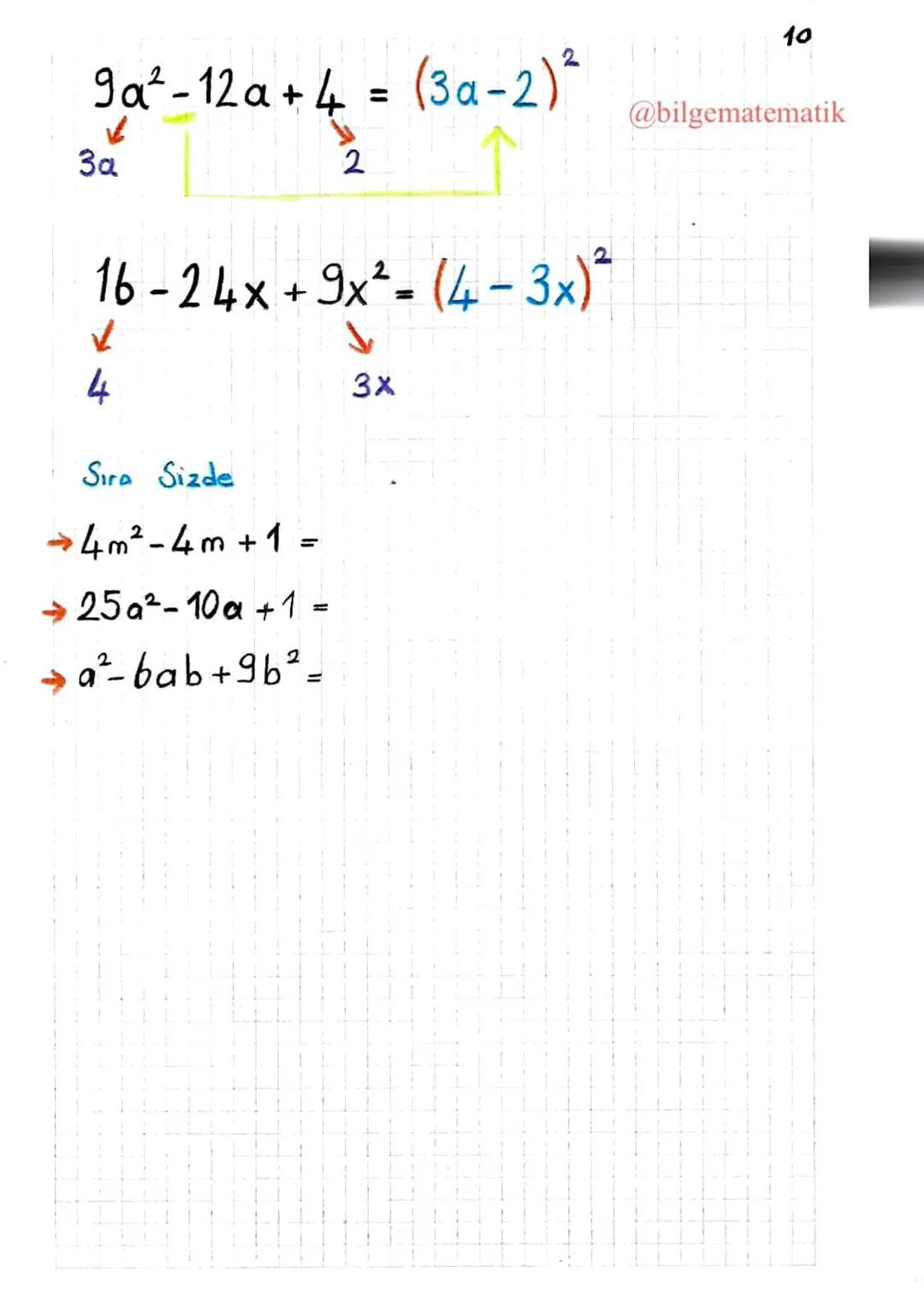 # İki Kare Farkı Özdeşliği
1
α
a-b
@bilgematematik
b
*Bir kenar uzunluğu a olan bir
b
kare çizelim,
a-b
*Bir kenar uzunluğu b olan