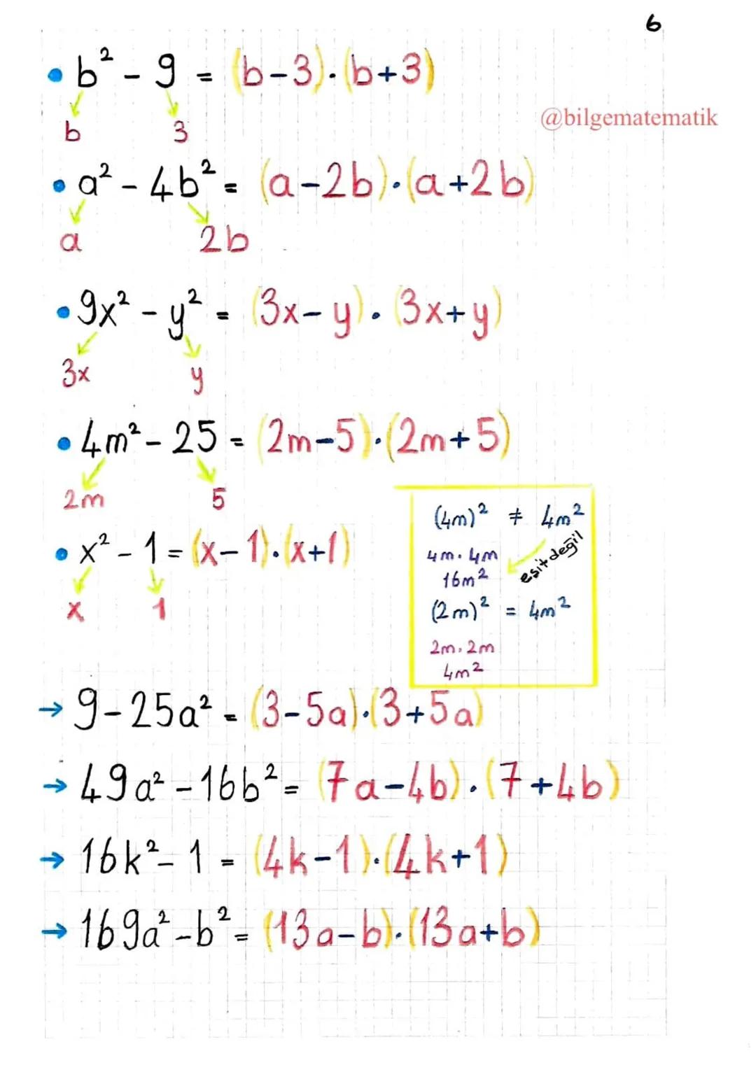 # İki Kare Farkı Özdeşliği
1
α
a-b
@bilgematematik
b
*Bir kenar uzunluğu a olan bir
b
kare çizelim,
a-b
*Bir kenar uzunluğu b olan