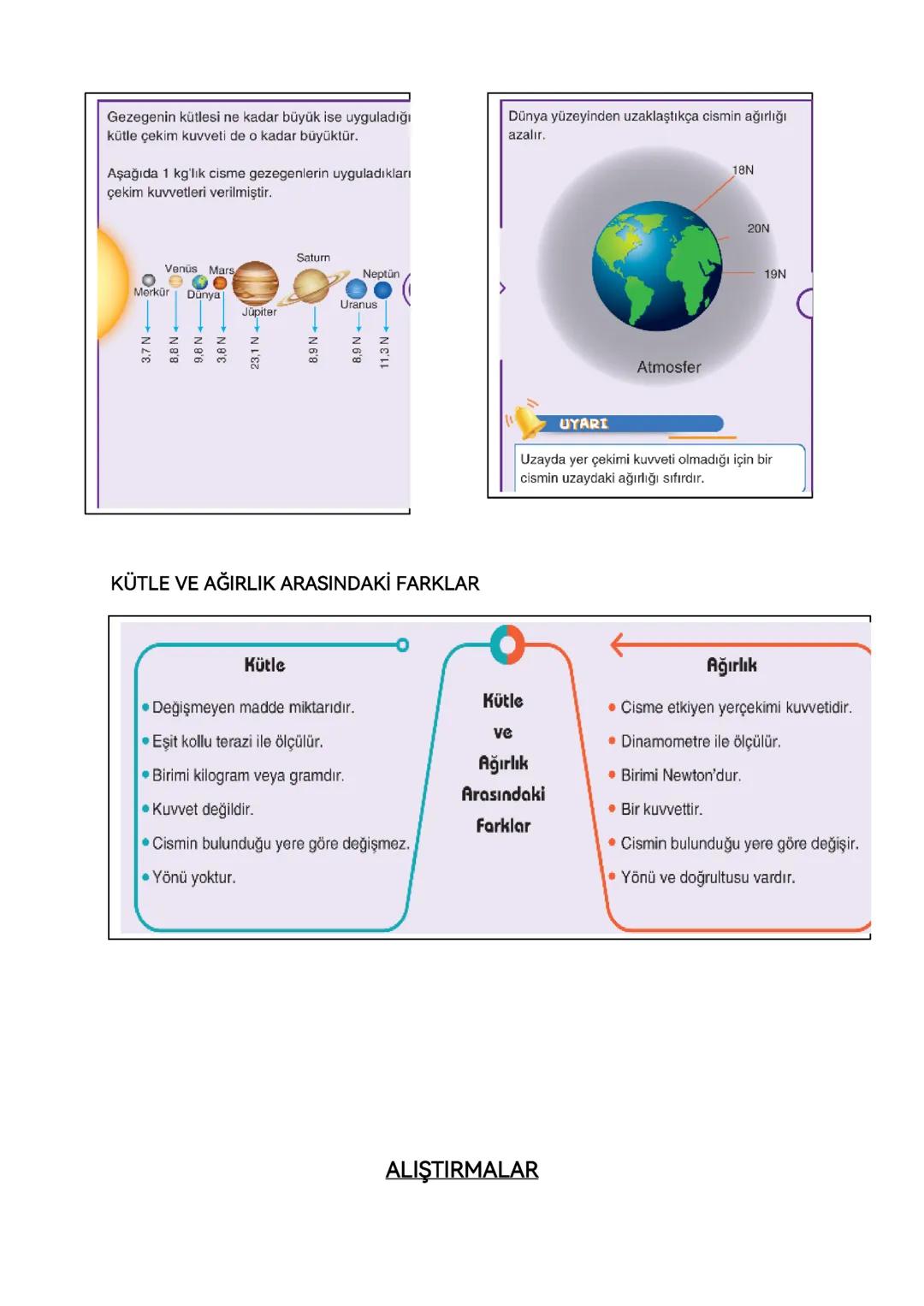 ÜNİTE 3: KUVVET VE ENERJİ
KÜTLE ve AĞIRLIK
Yerçekimi Kuvveti:
Ağaç
Paraşüt
insan
Uçak
At
Balina
AĞIRLIK:
Ev
Futbol topu
•
•
•
Dünya'nın üzer
