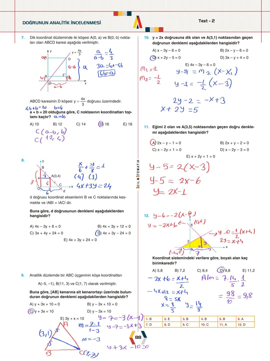 -
ÜNİTE 2-
ANALİTİK GEOMETRİ
.
•
•
.
Analitik Düzlem
İki Nokta Arasındaki Uzaklık
Bir Doğru Parçasını içten ve Dıştan Bölme
Doğrunun Eğimi v