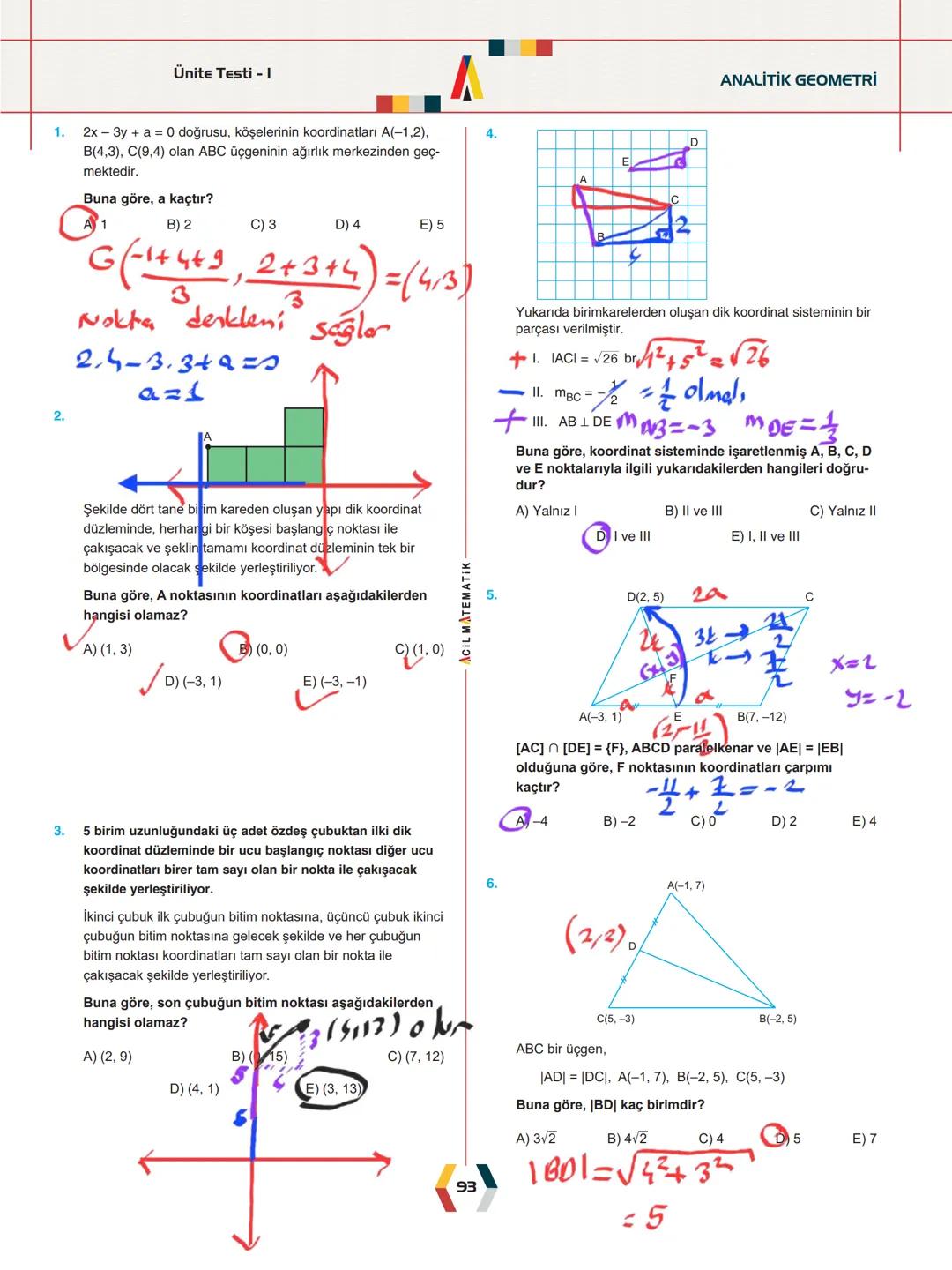 -
ÜNİTE 2-
ANALİTİK GEOMETRİ
.
•
•
.
Analitik Düzlem
İki Nokta Arasındaki Uzaklık
Bir Doğru Parçasını içten ve Dıştan Bölme
Doğrunun Eğimi v
