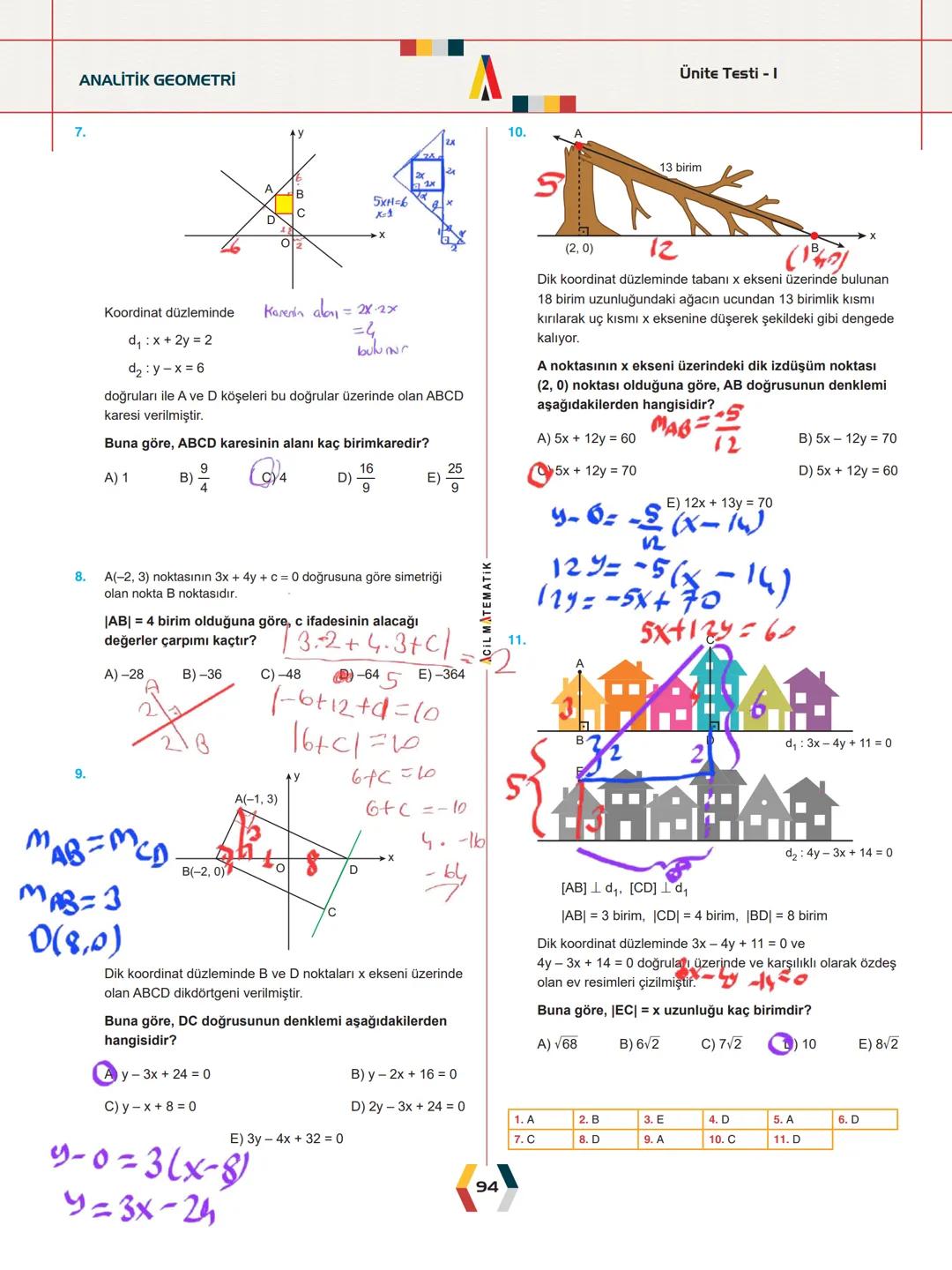 -
ÜNİTE 2-
ANALİTİK GEOMETRİ
.
•
•
.
Analitik Düzlem
İki Nokta Arasındaki Uzaklık
Bir Doğru Parçasını içten ve Dıştan Bölme
Doğrunun Eğimi v