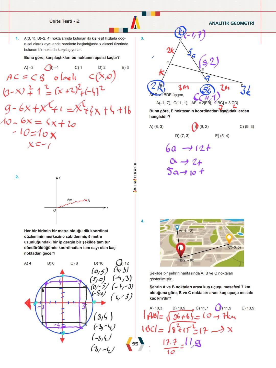 -
ÜNİTE 2-
ANALİTİK GEOMETRİ
.
•
•
.
Analitik Düzlem
İki Nokta Arasındaki Uzaklık
Bir Doğru Parçasını içten ve Dıştan Bölme
Doğrunun Eğimi v