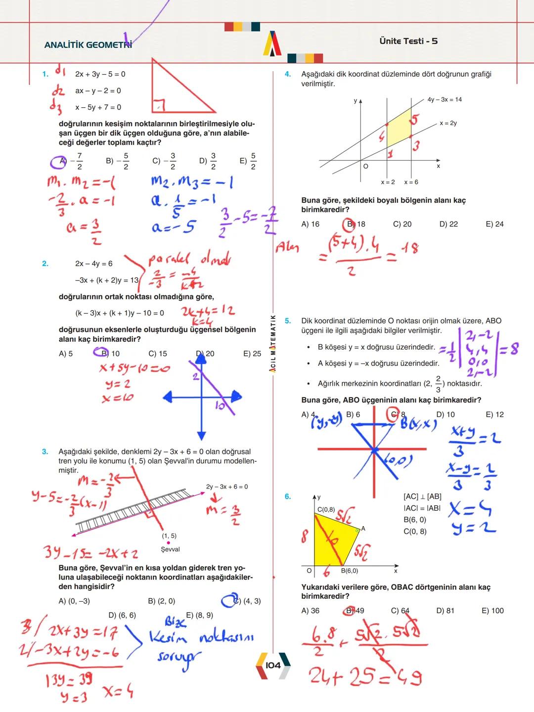 -
ÜNİTE 2-
ANALİTİK GEOMETRİ
.
•
•
.
Analitik Düzlem
İki Nokta Arasındaki Uzaklık
Bir Doğru Parçasını içten ve Dıştan Bölme
Doğrunun Eğimi v