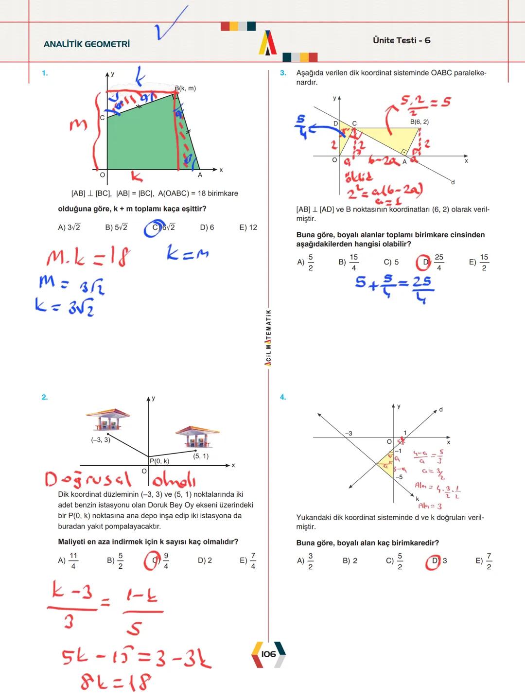 -
ÜNİTE 2-
ANALİTİK GEOMETRİ
.
•
•
.
Analitik Düzlem
İki Nokta Arasındaki Uzaklık
Bir Doğru Parçasını içten ve Dıştan Bölme
Doğrunun Eğimi v
