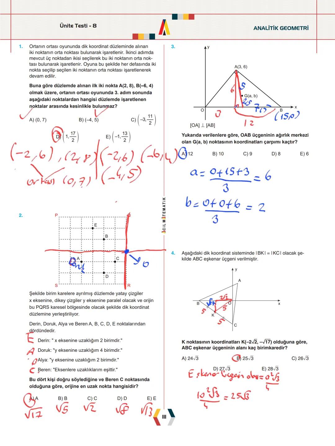 -
ÜNİTE 2-
ANALİTİK GEOMETRİ
.
•
•
.
Analitik Düzlem
İki Nokta Arasındaki Uzaklık
Bir Doğru Parçasını içten ve Dıştan Bölme
Doğrunun Eğimi v