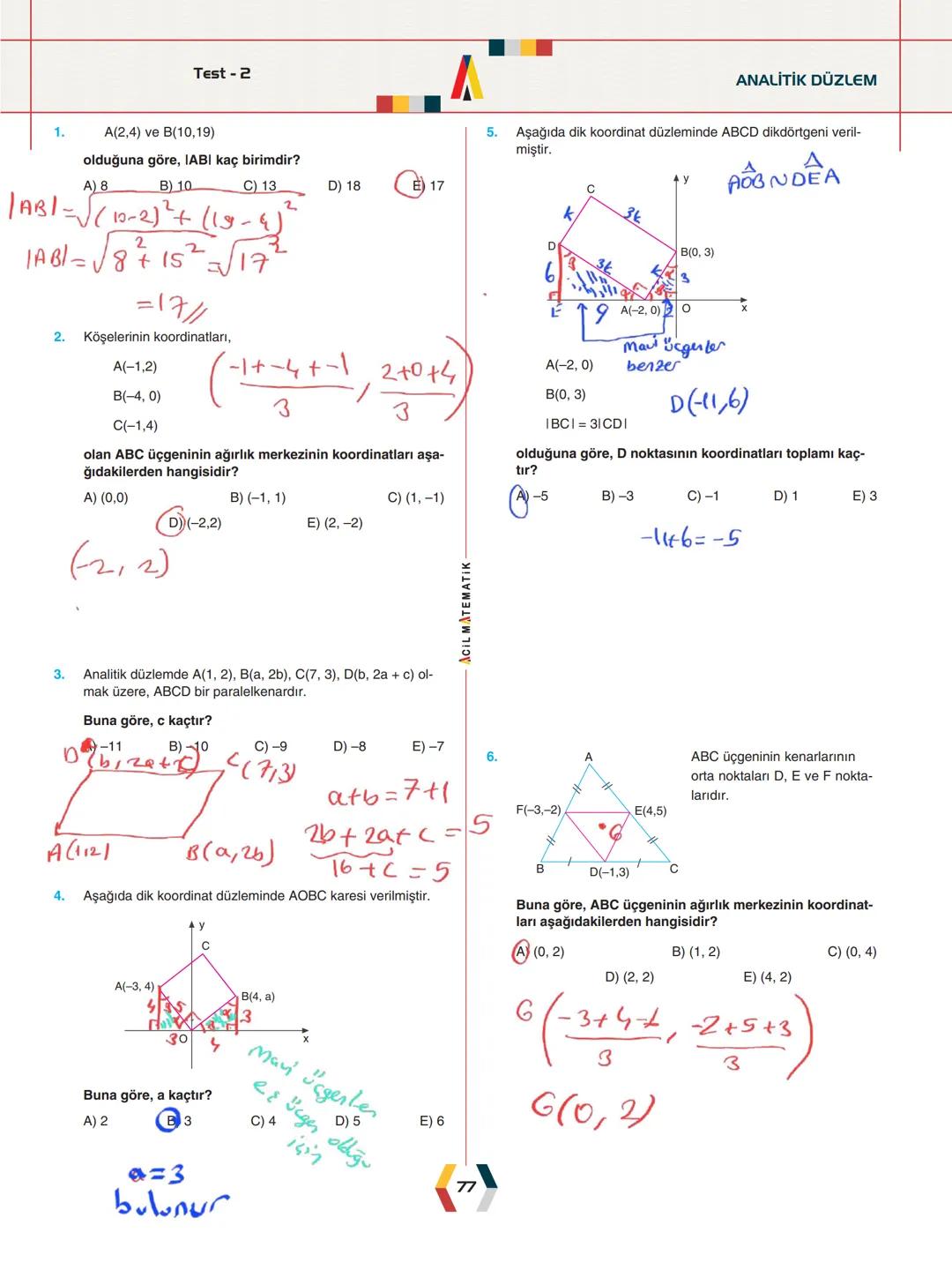 -
ÜNİTE 2-
ANALİTİK GEOMETRİ
.
•
•
.
Analitik Düzlem
İki Nokta Arasındaki Uzaklık
Bir Doğru Parçasını içten ve Dıştan Bölme
Doğrunun Eğimi v