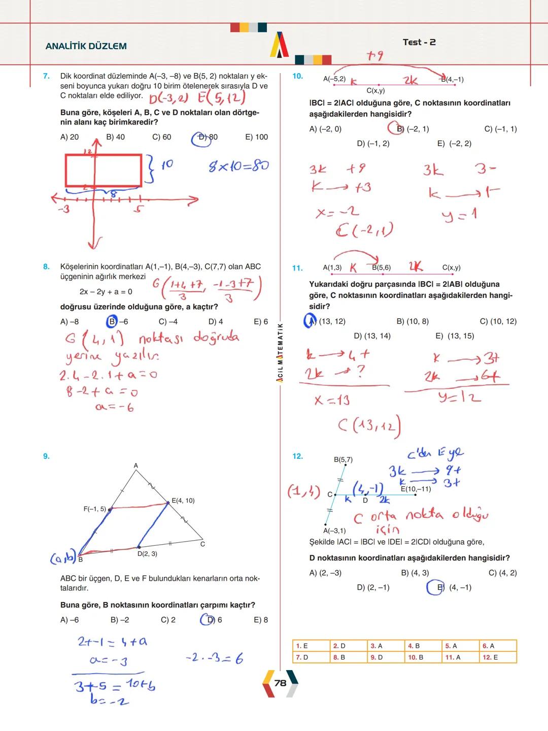 -
ÜNİTE 2-
ANALİTİK GEOMETRİ
.
•
•
.
Analitik Düzlem
İki Nokta Arasındaki Uzaklık
Bir Doğru Parçasını içten ve Dıştan Bölme
Doğrunun Eğimi v