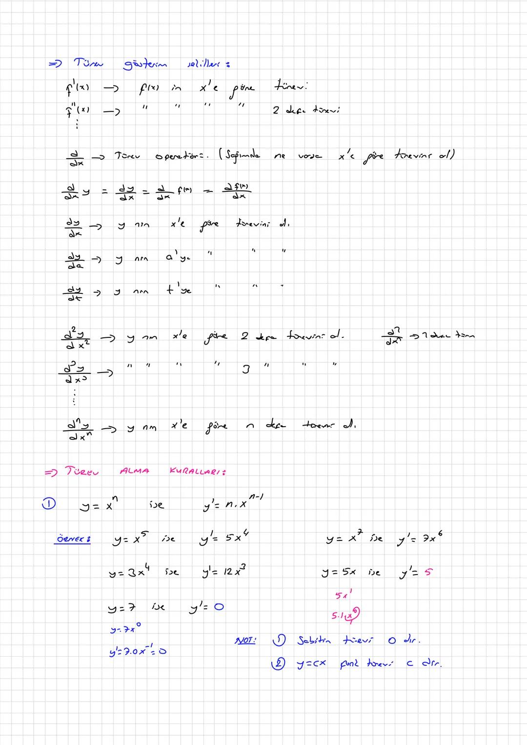 # TUREV :
Eğimdir.
f(x) eğrtsarn A noktwindel eğim
f'(x) tir.
B
f(x+h)
!f(x+h)-f(x)
A
f(x)
দ
xth
$lim_{h \to 0} \frac{f(x+h)-f(x)}{h} \Ri