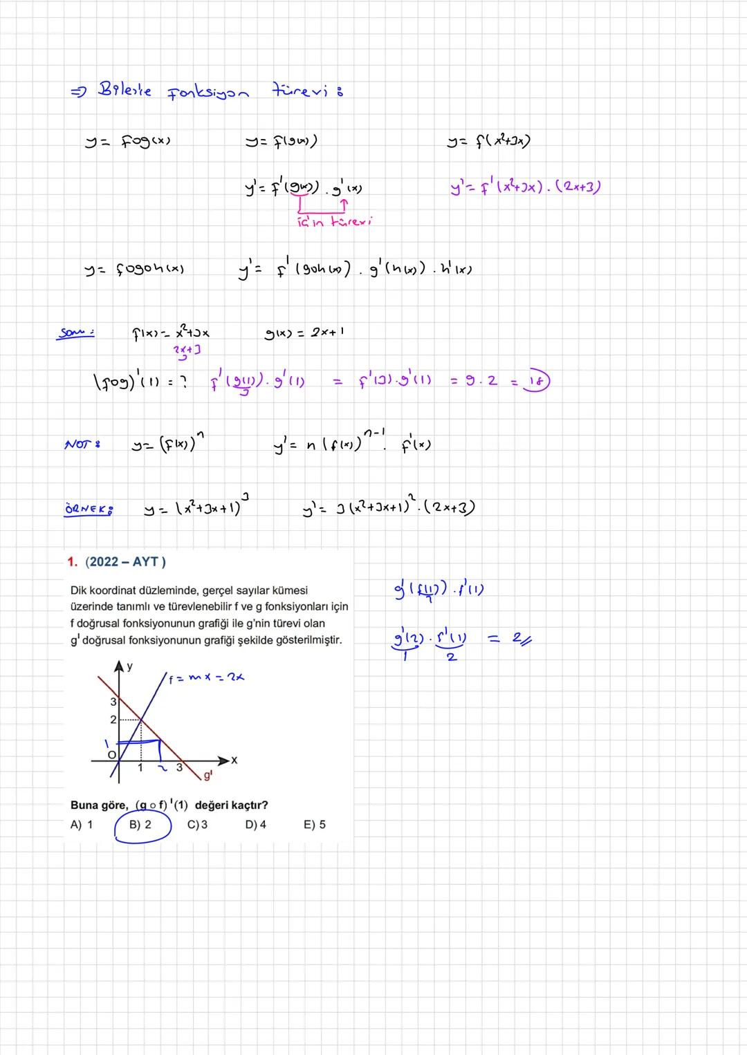 # TUREV :
Eğimdir.
f(x) eğrtsarn A noktwindel eğim
f'(x) tir.
B
f(x+h)
!f(x+h)-f(x)
A
f(x)
দ
xth
$lim_{h \to 0} \frac{f(x+h)-f(x)}{h} \Ri