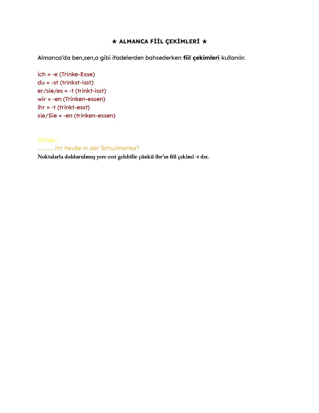 Almanca Fiil Çekimleri