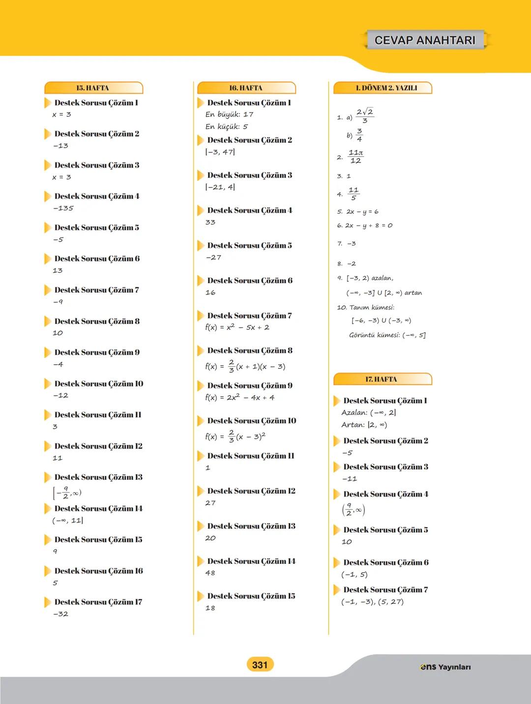 # 1. DÖNEM 2. YAZILI
1. Aşağıdaki trigonometrik ifadelerin değerlerini
bulunuz.
a) sin(arccos$\frac{1}{3}$)
b) tan(arcsin$\frac{3}{5}$)
4.