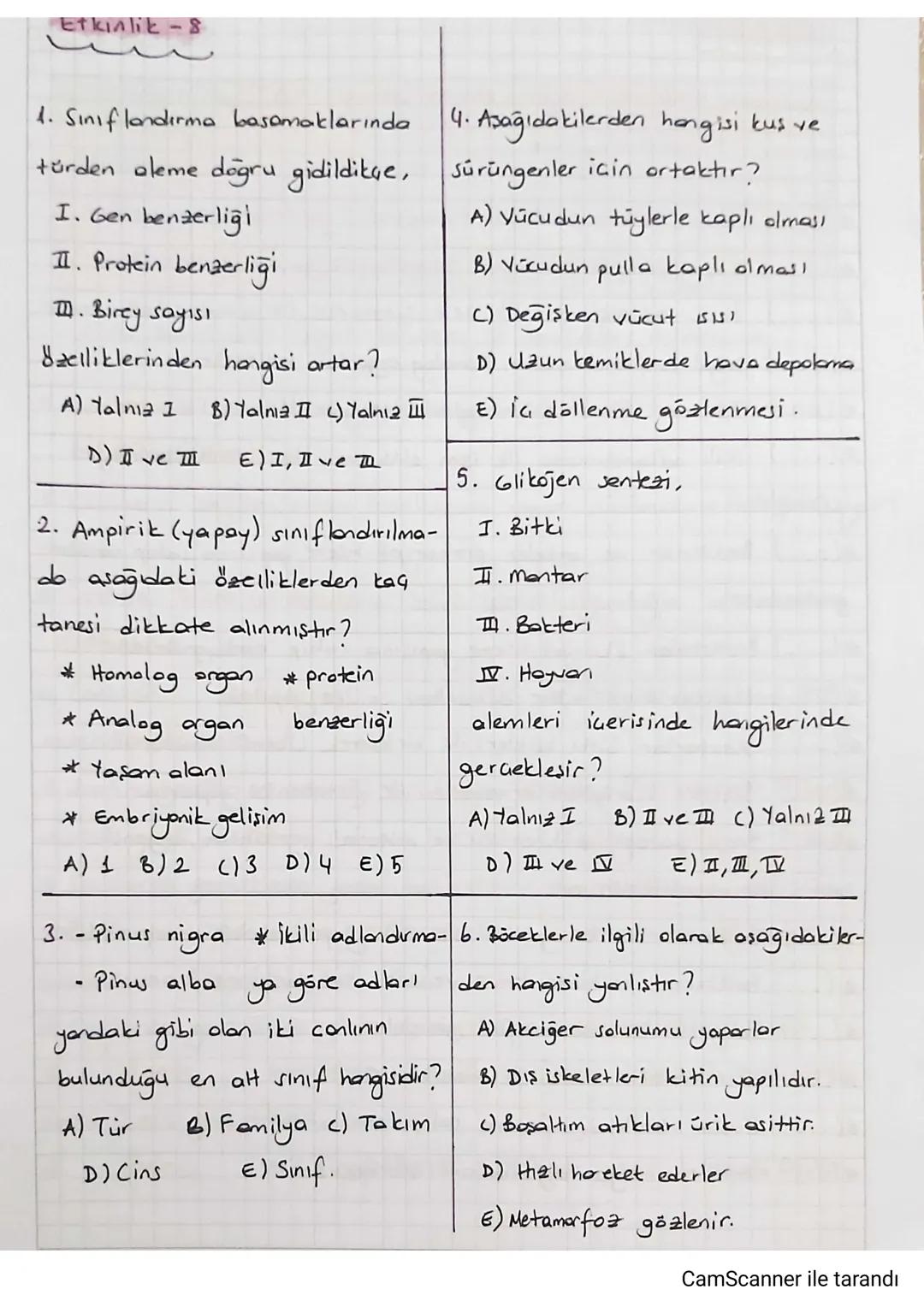 3. UNITE: CANLILAR DÜNYAS)
*CANLILARIN GESITLILIĞI ve SINIFLANDIRILMASI
Sınıflandırma: Canlıların benzerlik ve farklılıklarına, akrabalık de