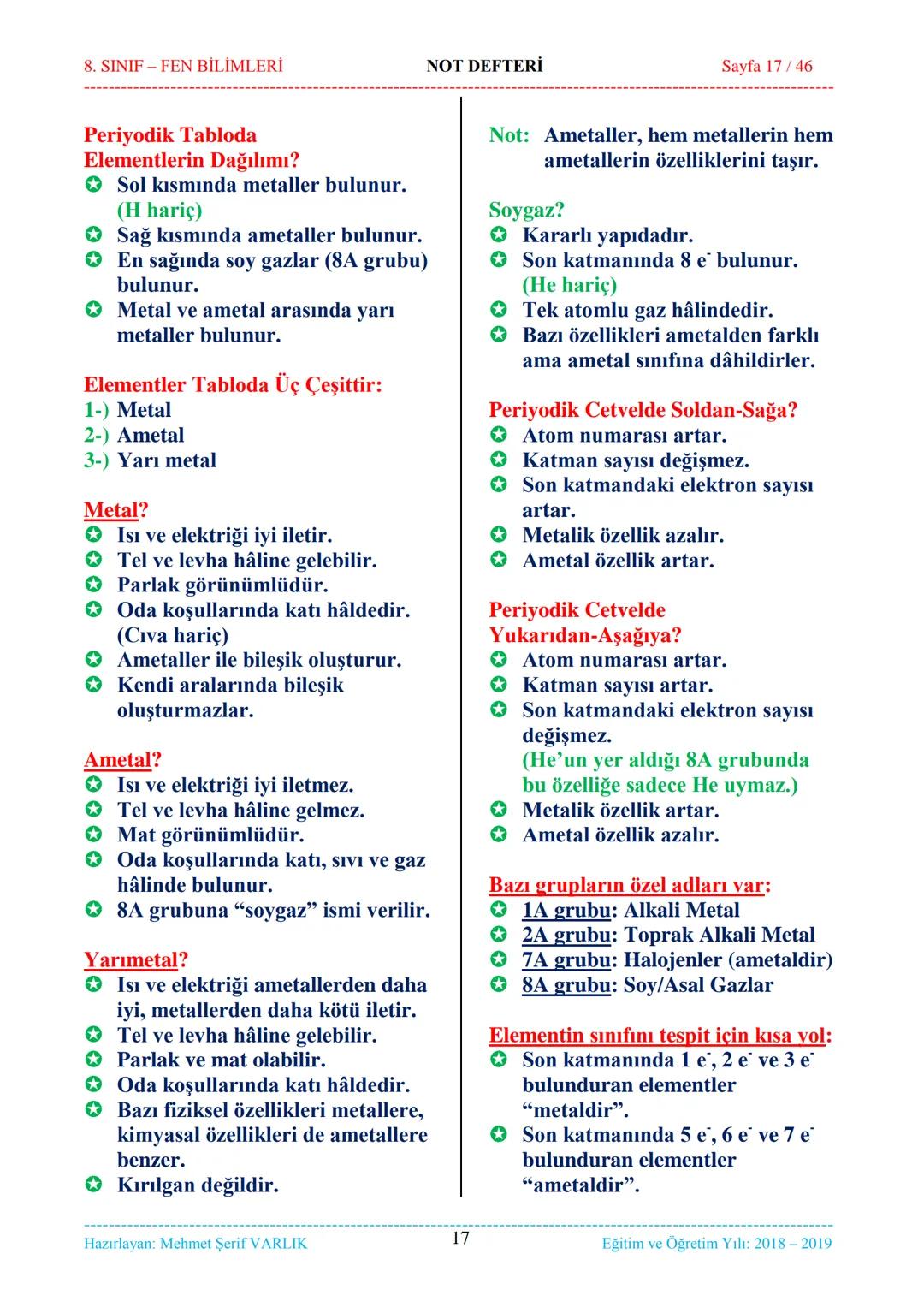 8. SINIF-FEN BİLİMLERİ
NOT DEFTERİ
Sayfa 1/46
NOT DEFTERİ
8. SINIF FEN BİLİMLERİ
İçindekiler
1. ÜNİTE
Mevsimler ve İklim
1. Bölüm.
Mevsim