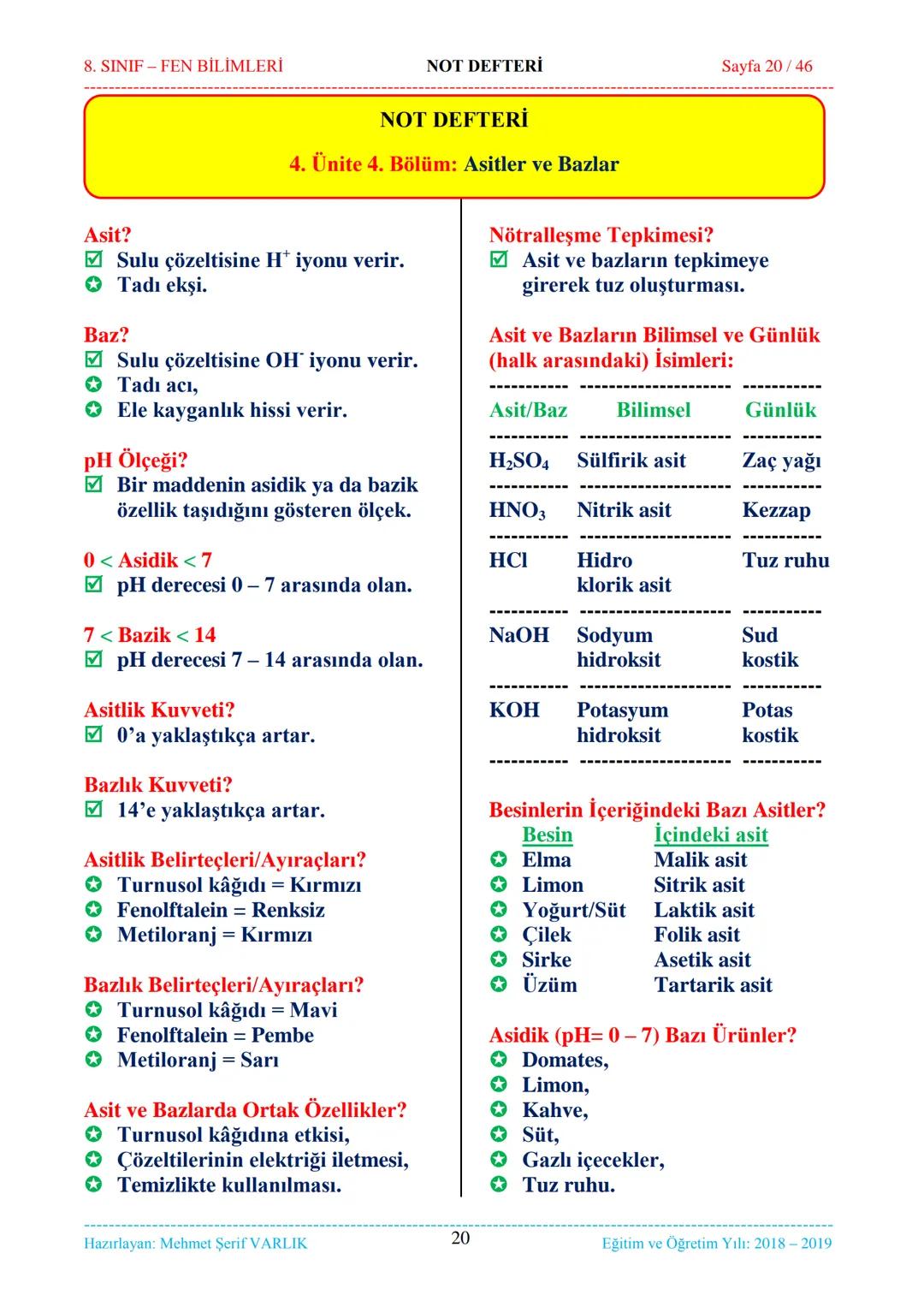 8. SINIF-FEN BİLİMLERİ
NOT DEFTERİ
Sayfa 1/46
NOT DEFTERİ
8. SINIF FEN BİLİMLERİ
İçindekiler
1. ÜNİTE
Mevsimler ve İklim
1. Bölüm.
Mevsim