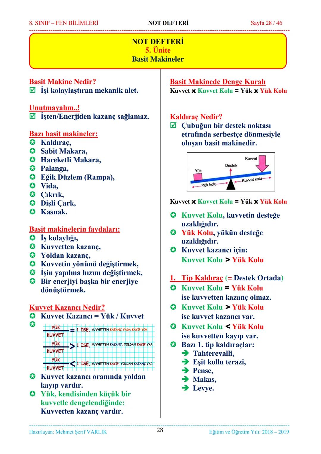8. SINIF-FEN BİLİMLERİ
NOT DEFTERİ
Sayfa 1/46
NOT DEFTERİ
8. SINIF FEN BİLİMLERİ
İçindekiler
1. ÜNİTE
Mevsimler ve İklim
1. Bölüm.
Mevsim