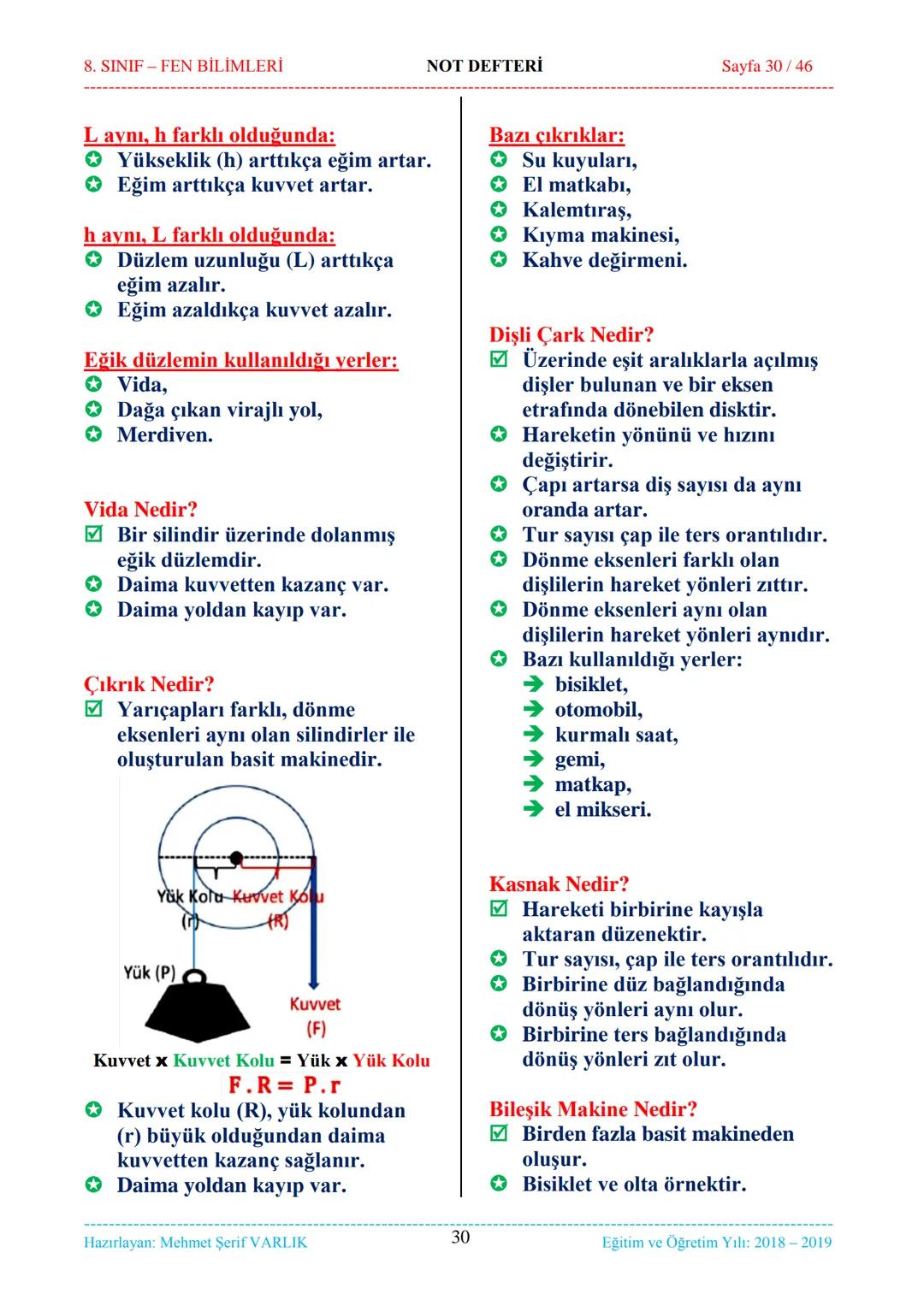8. SINIF-FEN BİLİMLERİ
NOT DEFTERİ
Sayfa 1/46
NOT DEFTERİ
8. SINIF FEN BİLİMLERİ
İçindekiler
1. ÜNİTE
Mevsimler ve İklim
1. Bölüm.
Mevsim