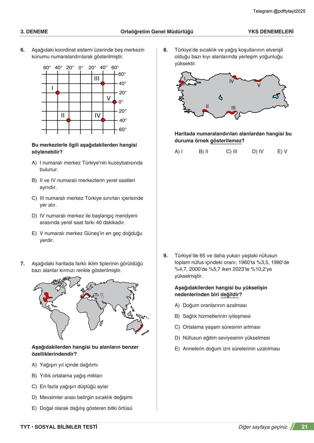 ****
RIYETİ MİLLİ EGIP
ORTAÖĞRETİM
GENEL MÜDÜRLÜĞÜ
*
>>>>>>>>>>>>>>>>>
>>>>>>>>>>>>>>>>
Telegram:@pdftytayt2025
MEBİ
YKS DENEMELERİ
TYT
3. D