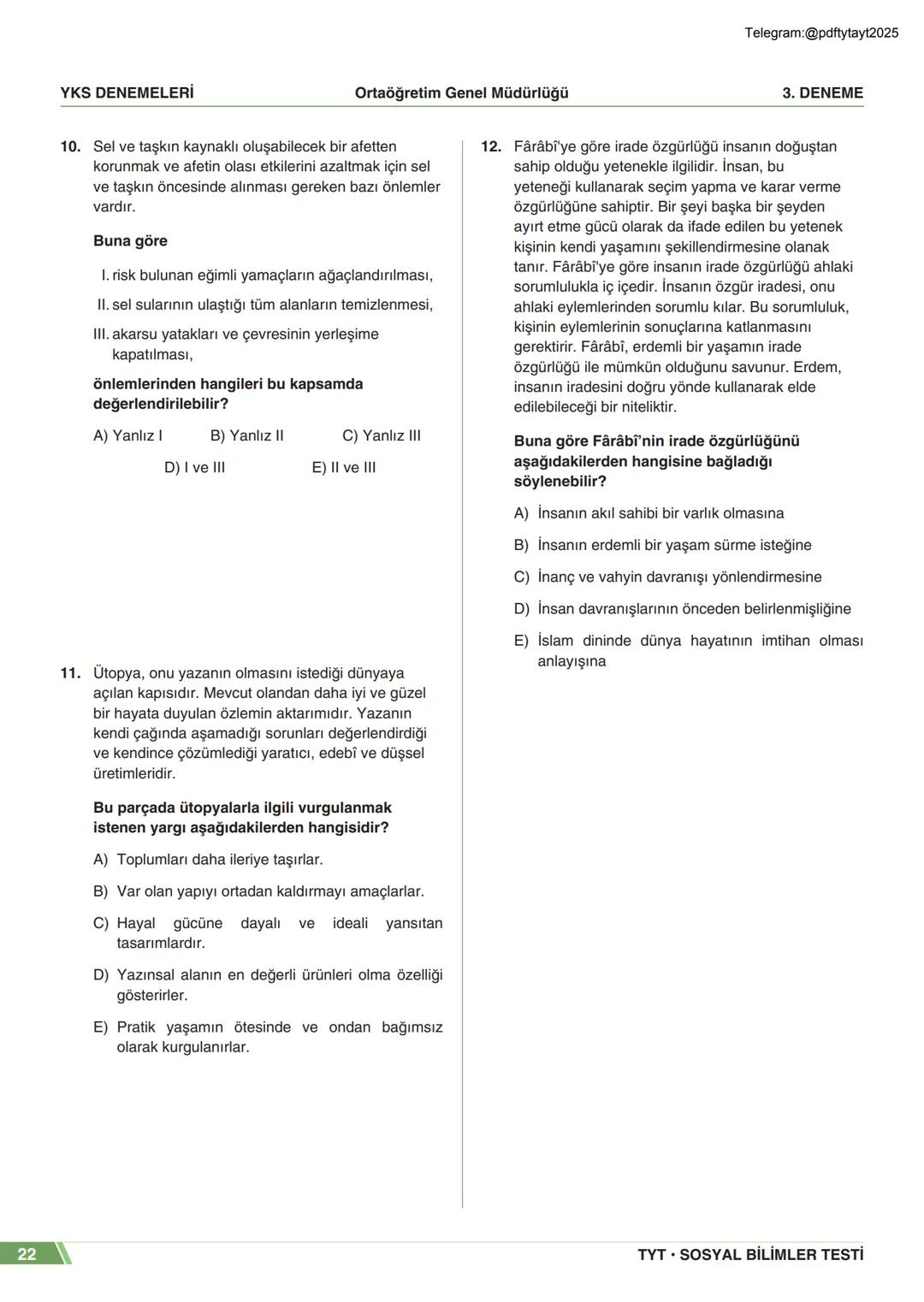 ****
RIYETİ MİLLİ EGIP
ORTAÖĞRETİM
GENEL MÜDÜRLÜĞÜ
*
>>>>>>>>>>>>>>>>>
>>>>>>>>>>>>>>>>
Telegram:@pdftytayt2025
MEBİ
YKS DENEMELERİ
TYT
3. D