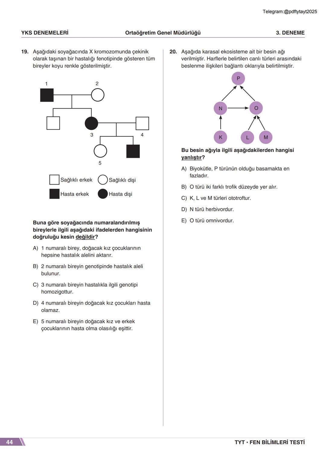 ****
RIYETİ MİLLİ EGIP
ORTAÖĞRETİM
GENEL MÜDÜRLÜĞÜ
*
>>>>>>>>>>>>>>>>>
>>>>>>>>>>>>>>>>
Telegram:@pdftytayt2025
MEBİ
YKS DENEMELERİ
TYT
3. D