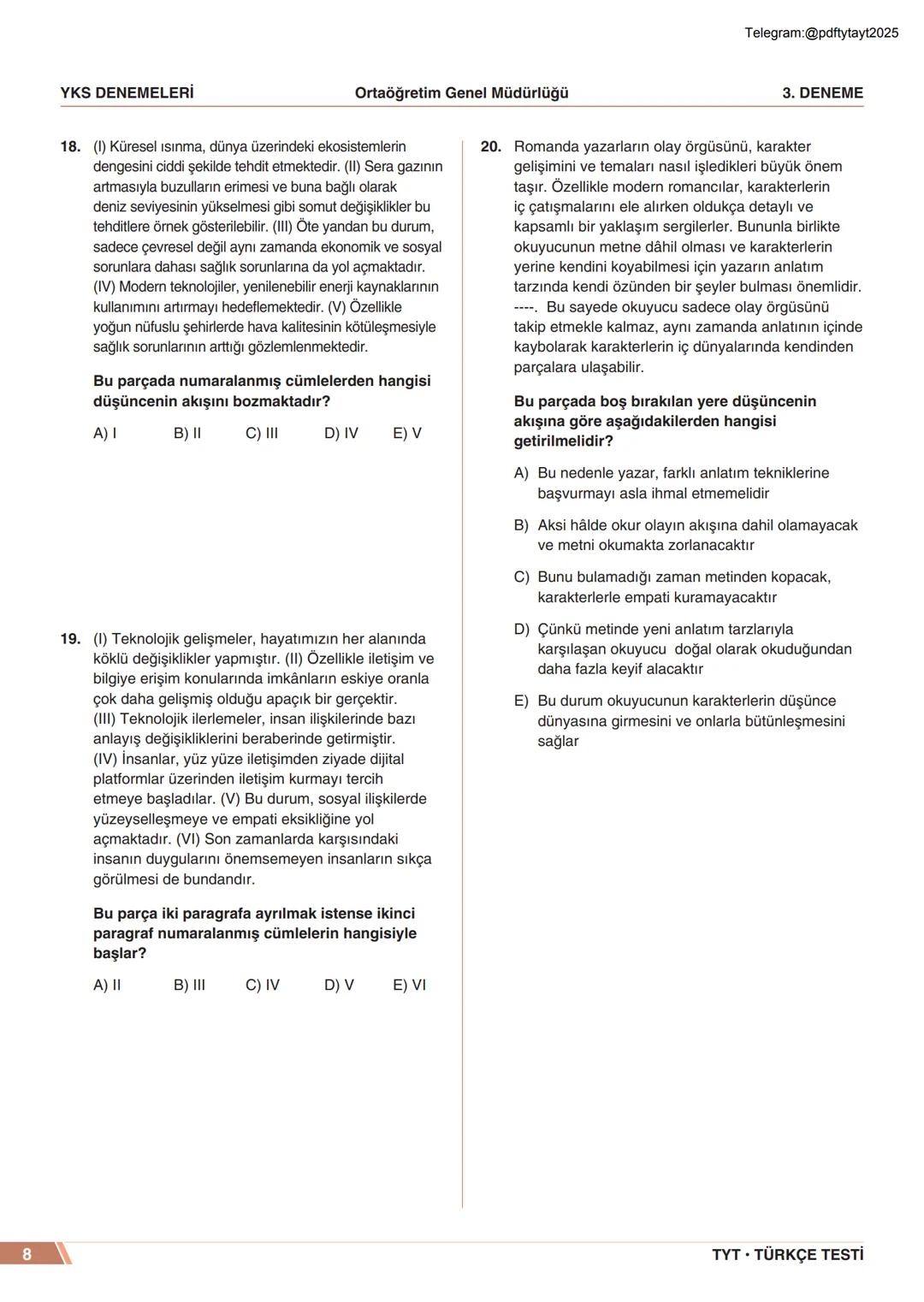 ****
RIYETİ MİLLİ EGIP
ORTAÖĞRETİM
GENEL MÜDÜRLÜĞÜ
*
>>>>>>>>>>>>>>>>>
>>>>>>>>>>>>>>>>
Telegram:@pdftytayt2025
MEBİ
YKS DENEMELERİ
TYT
3. D