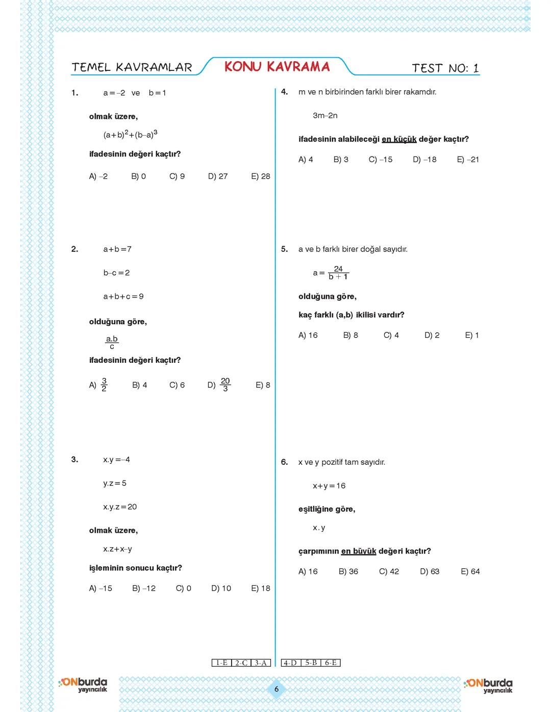TYT Temel Kavramlar Alıştırma Testleri
