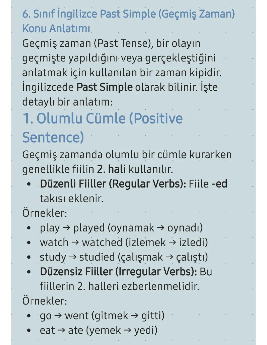 İngilizce Past Simple Konu Anlatımı ve Örnekler