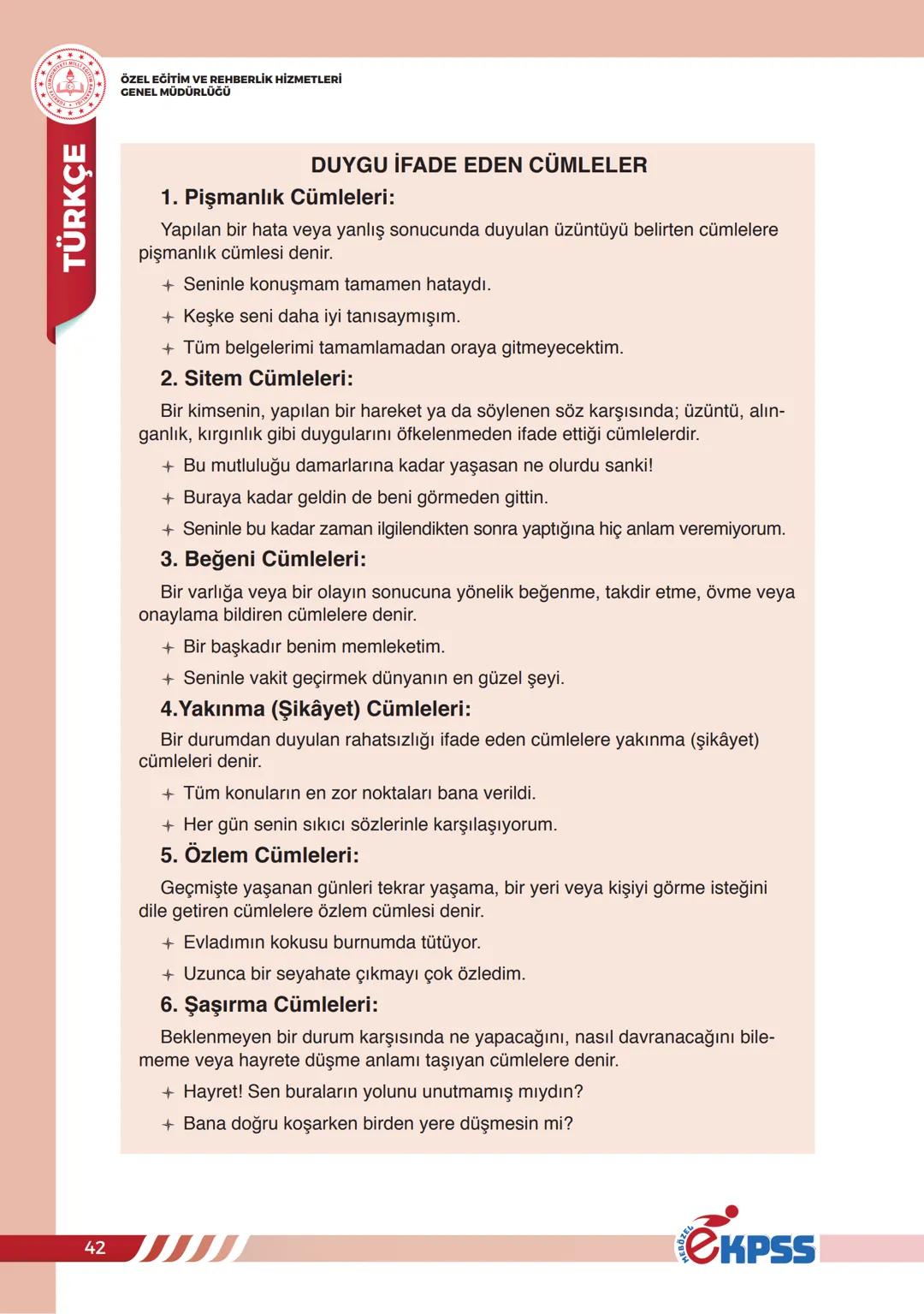 # CÜMLEDE ANLAM
ÖZEL EĞİTİM VE REHBERLİK HİZMETLERİ
GENEL MÜDÜRLÜĞÜ
**TÜRKÇE**
## CÜMLEDE ANLAM
Bir duyguyu, düşünceyi, isteği, haberi,