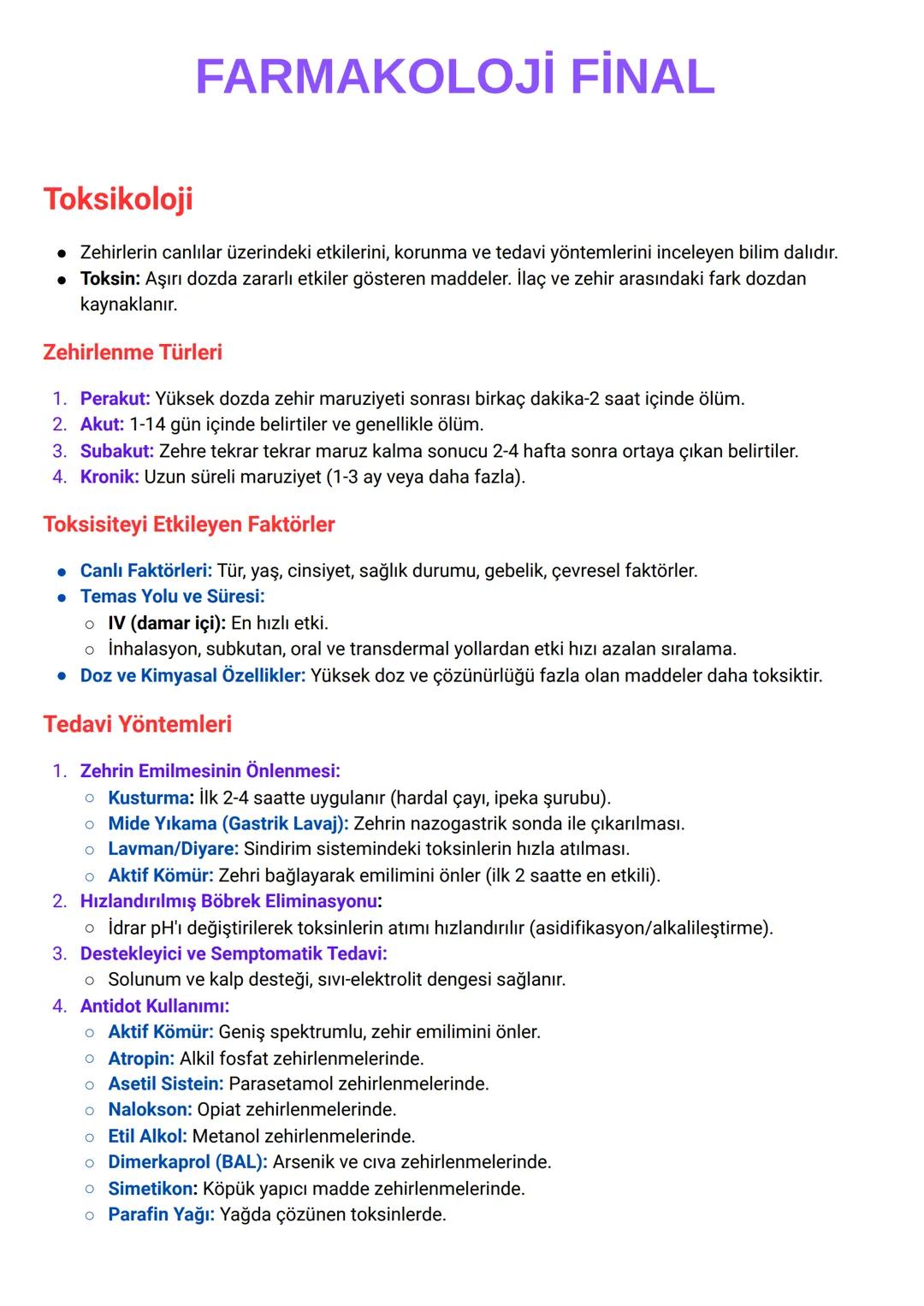 # FARMAKOLOJİ FİNAL
# Toksikoloji
* Zehirlerin canlılar üzerindeki etkilerini, korunma ve tedavi yöntemlerini inceleyen bilim dalıdır.
*