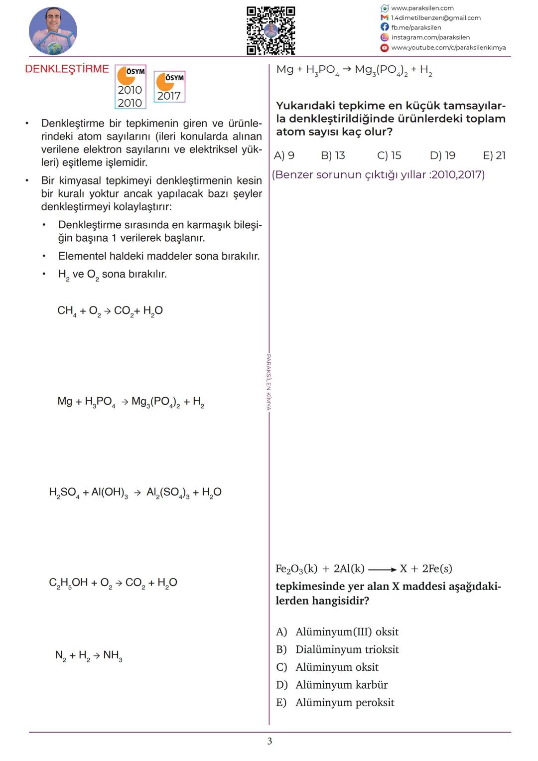 TYT
KİMYASAL
TEPKİME
TÜRLERİ
PX
PARAKSILEN
twitch
Paraksilen Kimya
► Paraksilen Kimya
www.paraksilen.com SON 10 YILIN ANALİZİ
05
2
1
TYT - K